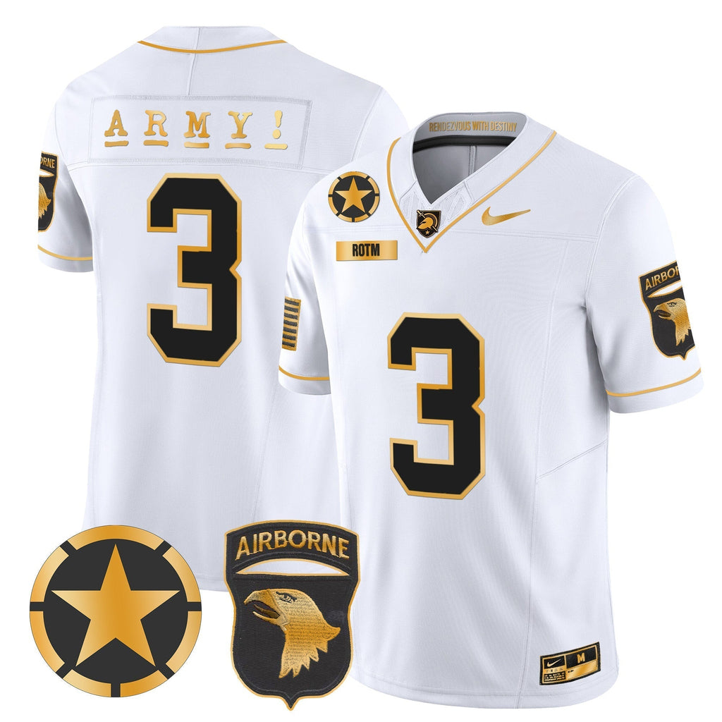 Men Army Black Knights 101st Airborne Division Patch 2024 Gold Vapor Limited Jersey - All Stitched