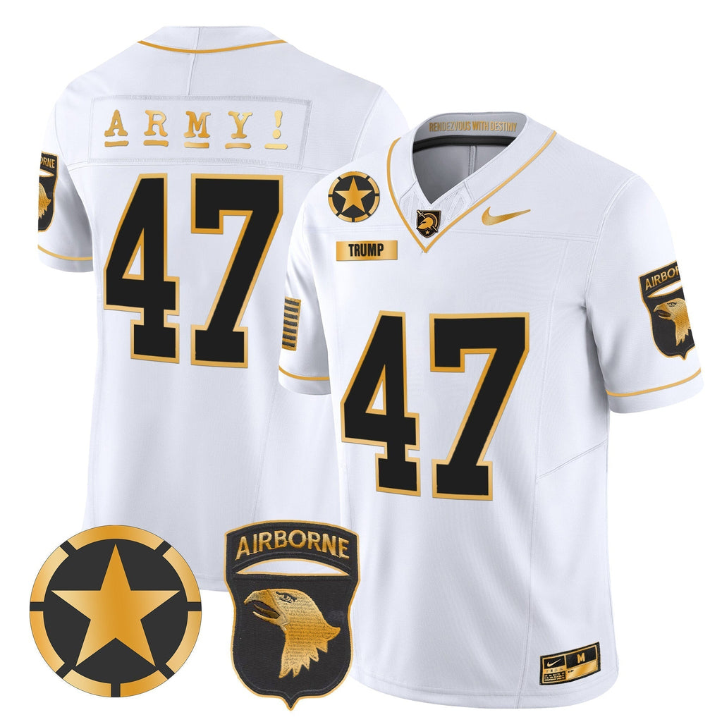 Men Army Black Knights 101st Airborne Division Patch 2024 Gold Vapor Limited Jersey - All Stitched