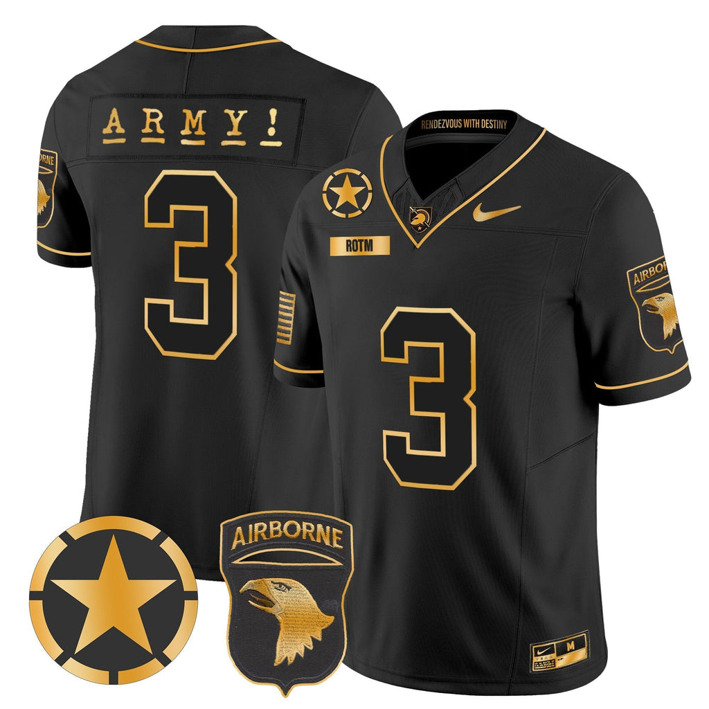 Men Army Black Knights 101st Airborne Division Patch 2024 Gold Vapor Limited Jersey - All Stitched