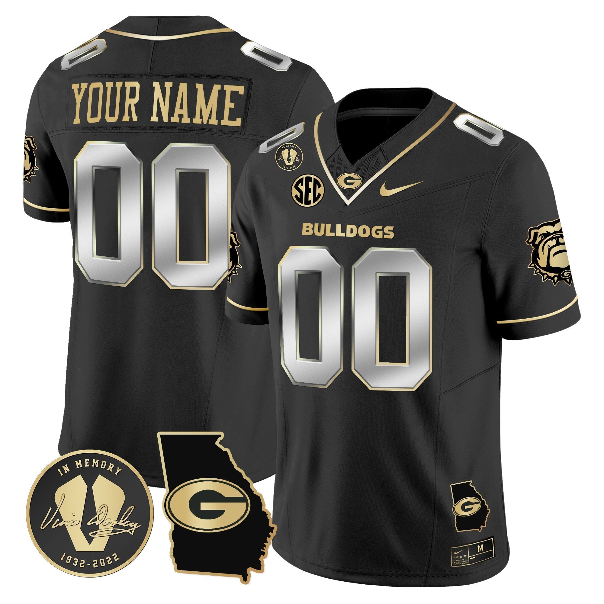 Custom Georgia Bulldogs 2024 Vapor Limited Jersey V5- Georgia Map - All Stitched
