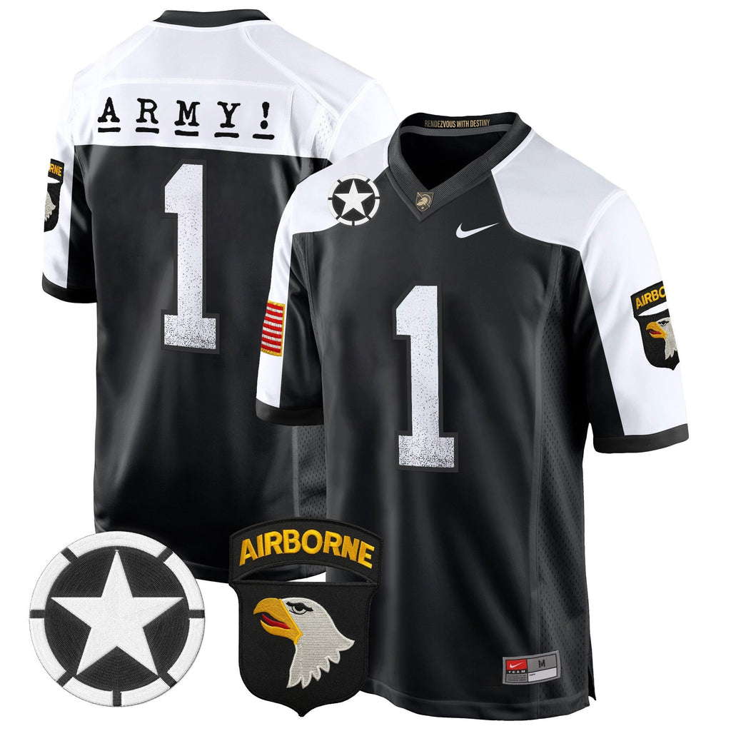 Men Army Black Knights 101st Airborne Division Patch 2024 Game Jersey - All Stitched