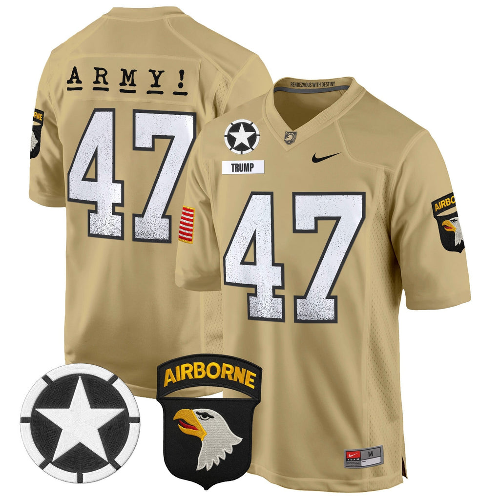 Men Army Black Knights 101st Airborne Division Patch 2024 Game Jersey - All Stitched