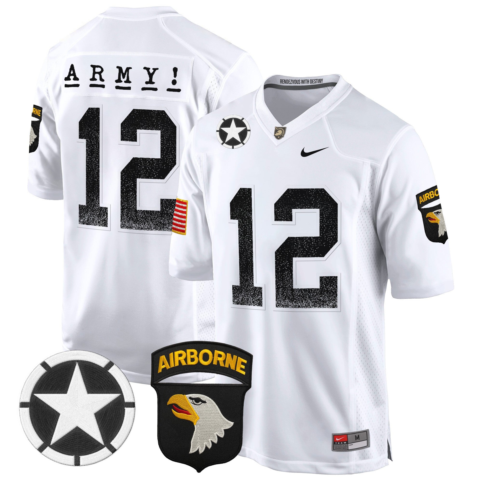 Men Army Black Knights 101st Airborne Division Patch 2024 Game Jersey - All Stitched