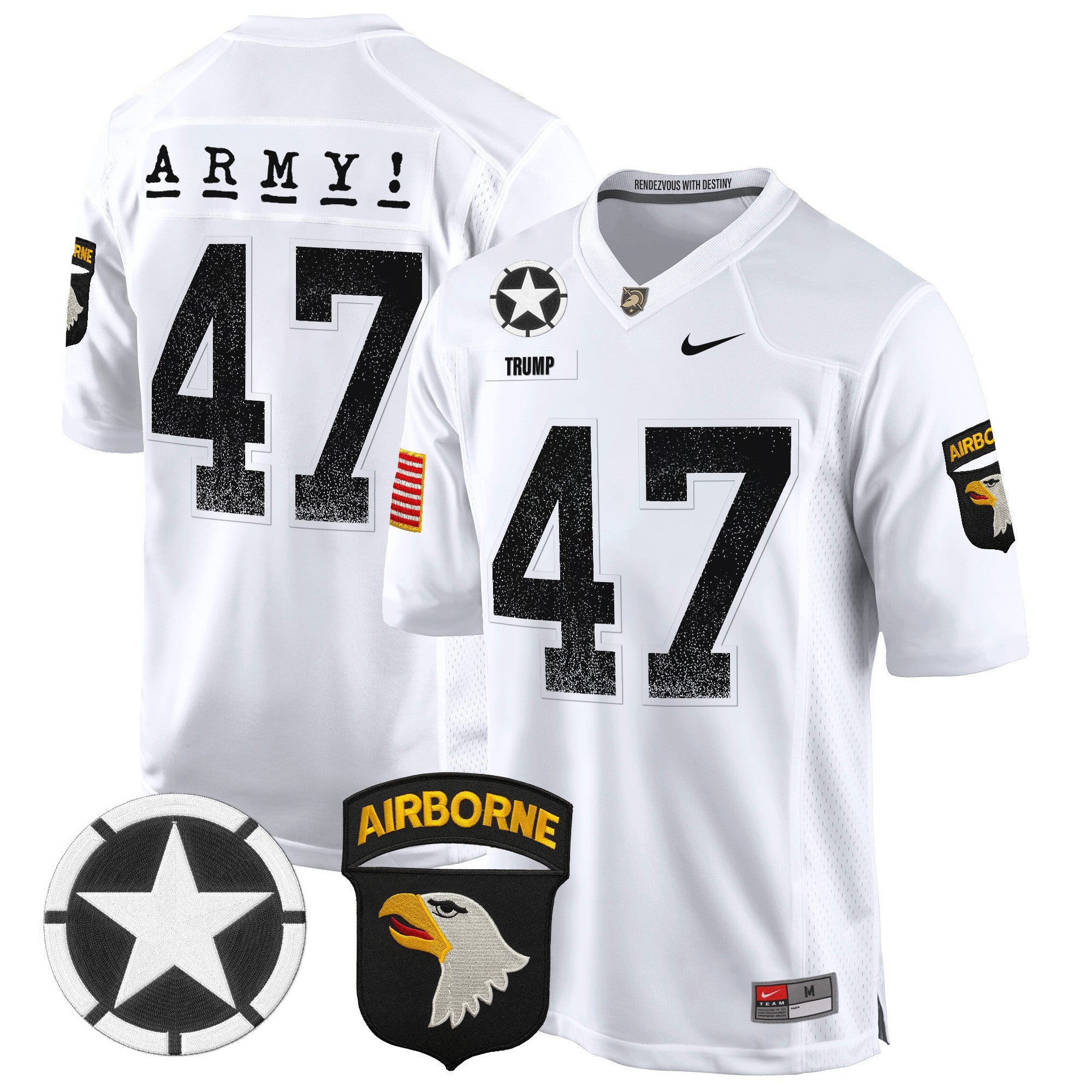 Men Army Black Knights 101st Airborne Division Patch 2024 Game Jersey - All Stitched