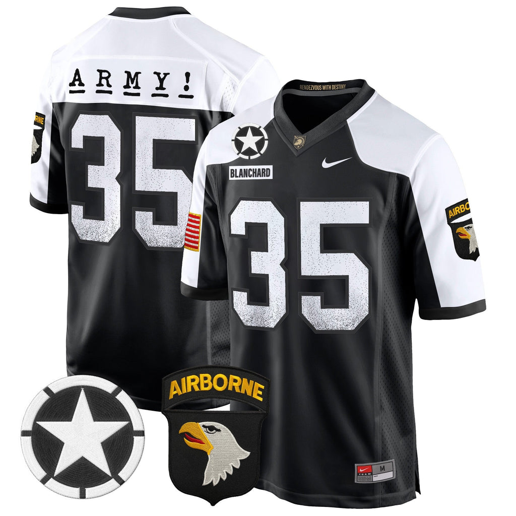 Men Army Black Knights 101st Airborne Division Patch 2024 Game Jersey - All Stitched
