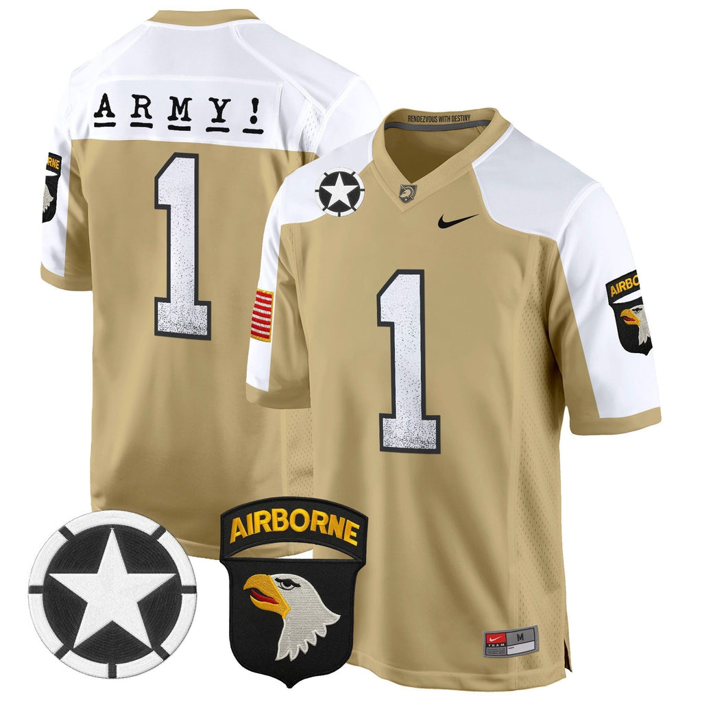 Men Army Black Knights 101st Airborne Division Patch 2024 Game Jersey - All Stitched