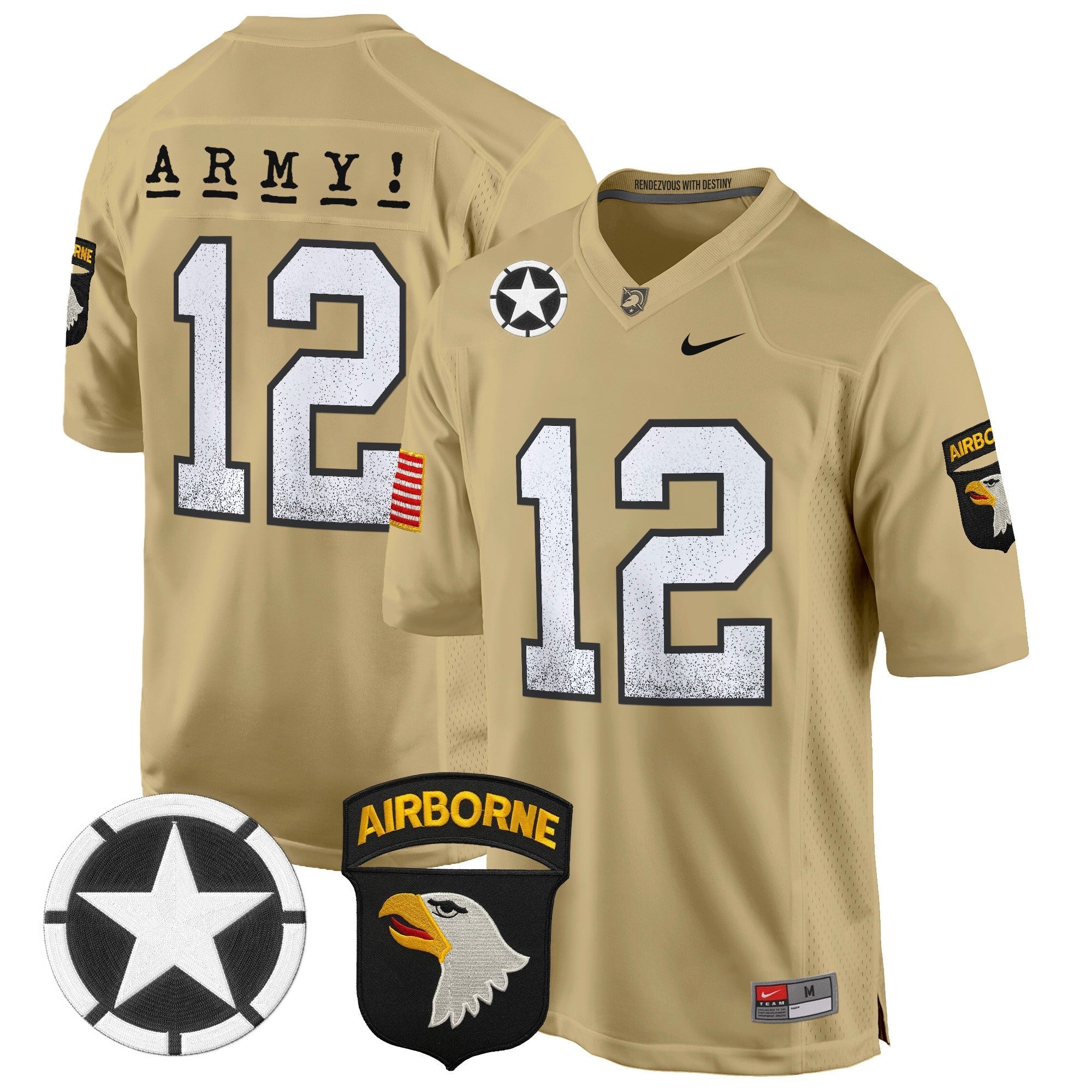 Men Army Black Knights 101st Airborne Division Patch 2024 Game Jersey - All Stitched