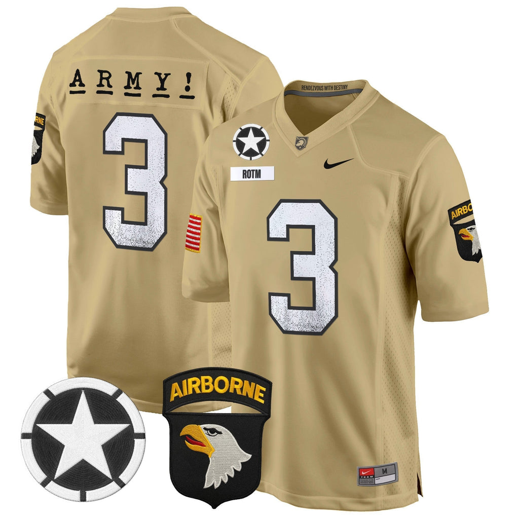 Men Army Black Knights 101st Airborne Division Patch 2024 Game Jersey - All Stitched