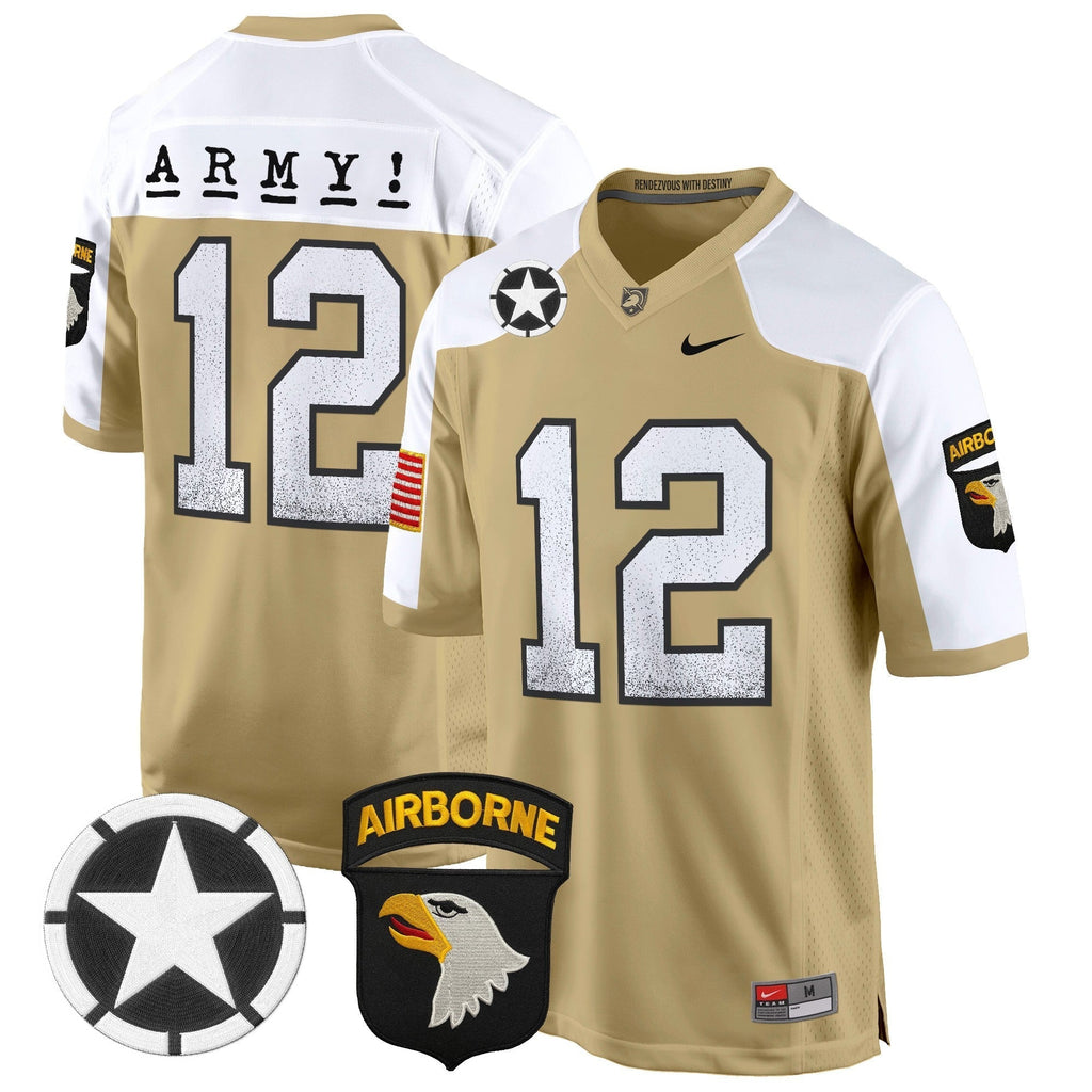 Men Army Black Knights 101st Airborne Division Patch 2024 Game Jersey - All Stitched