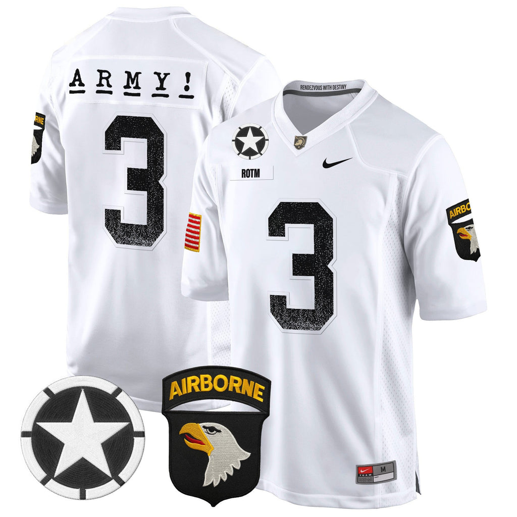 Men Army Black Knights 101st Airborne Division Patch 2024 Game Jersey - All Stitched
