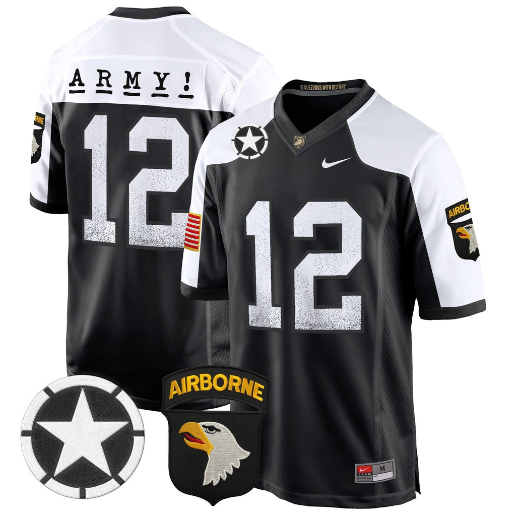 Men Army Black Knights 101st Airborne Division Patch 2024 Game Jersey - All Stitched