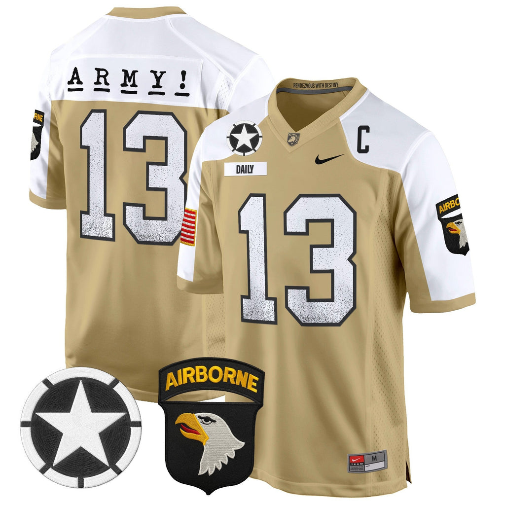 Men Army Black Knights 101st Airborne Division Patch 2024 Game Jersey - All Stitched