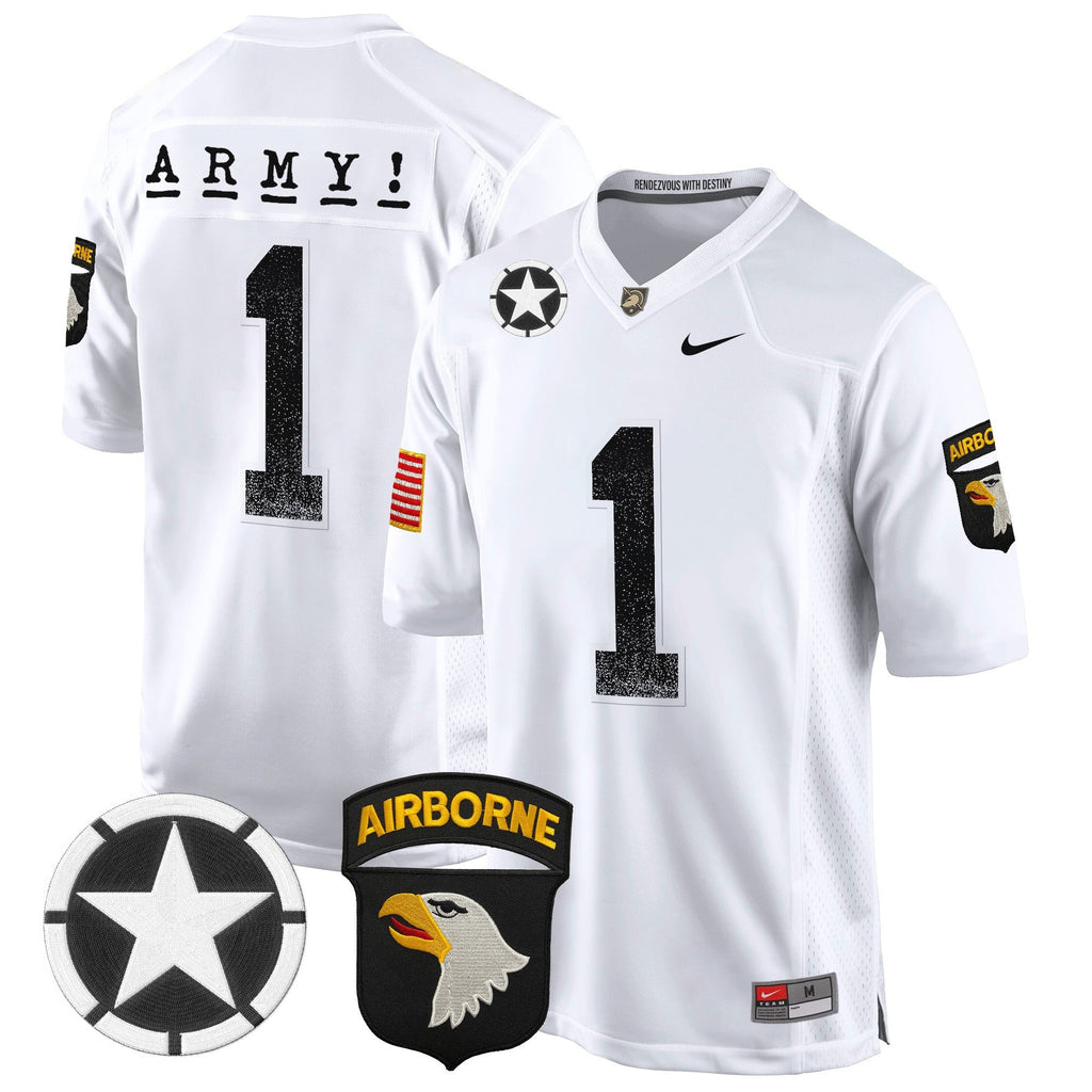 Men Army Black Knights 101st Airborne Division Patch 2024 Game Jersey - All Stitched