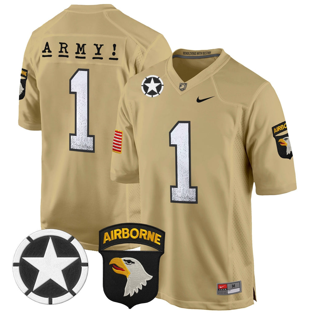 Men Army Black Knights 101st Airborne Division Patch 2024 Game Jersey - All Stitched