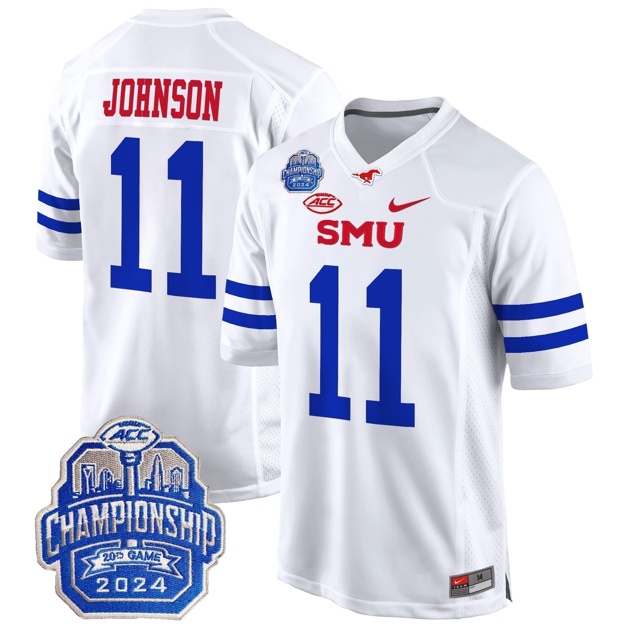 Men SMU Mustangs 2024 ACC Championship Patch Game Jersey - All Stitched