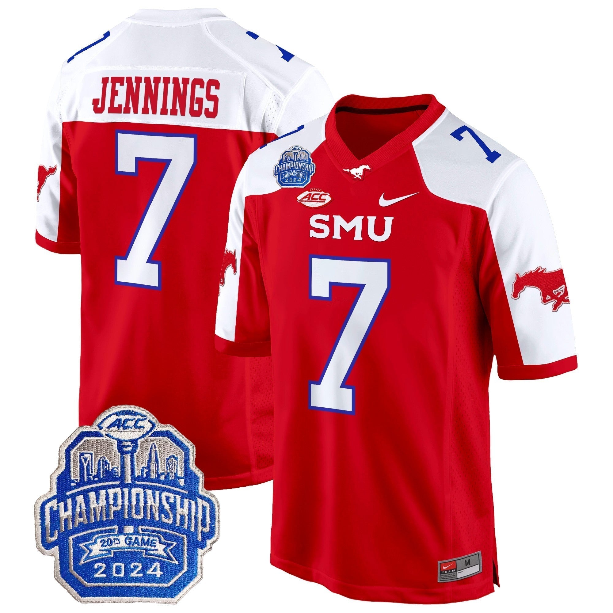 Men SMU Mustangs 2024 ACC Championship Patch Game Jersey - All Stitched