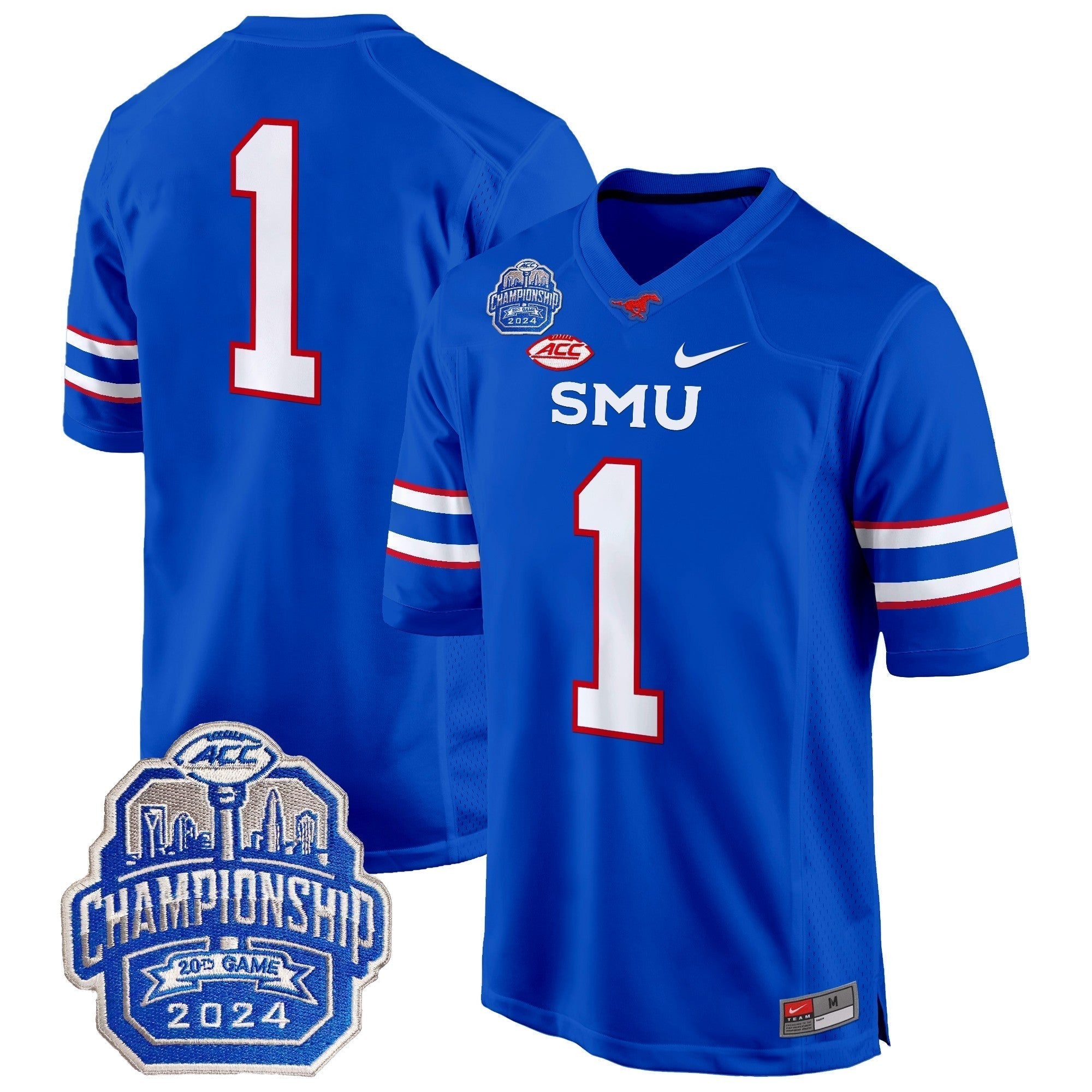 Men SMU Mustangs 2024 ACC Championship Patch Game Jersey - All Stitched