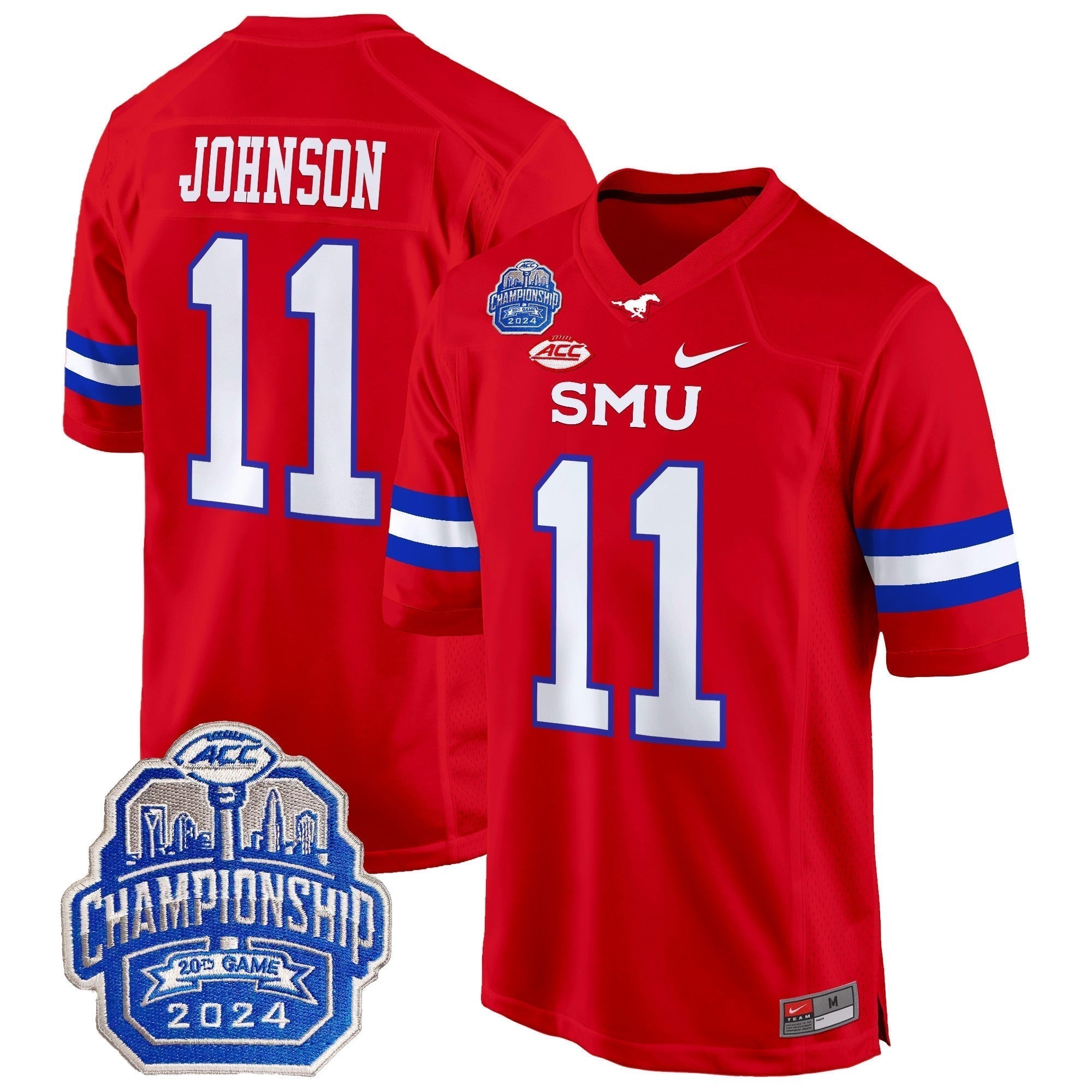Men SMU Mustangs 2024 ACC Championship Patch Game Jersey - All Stitched