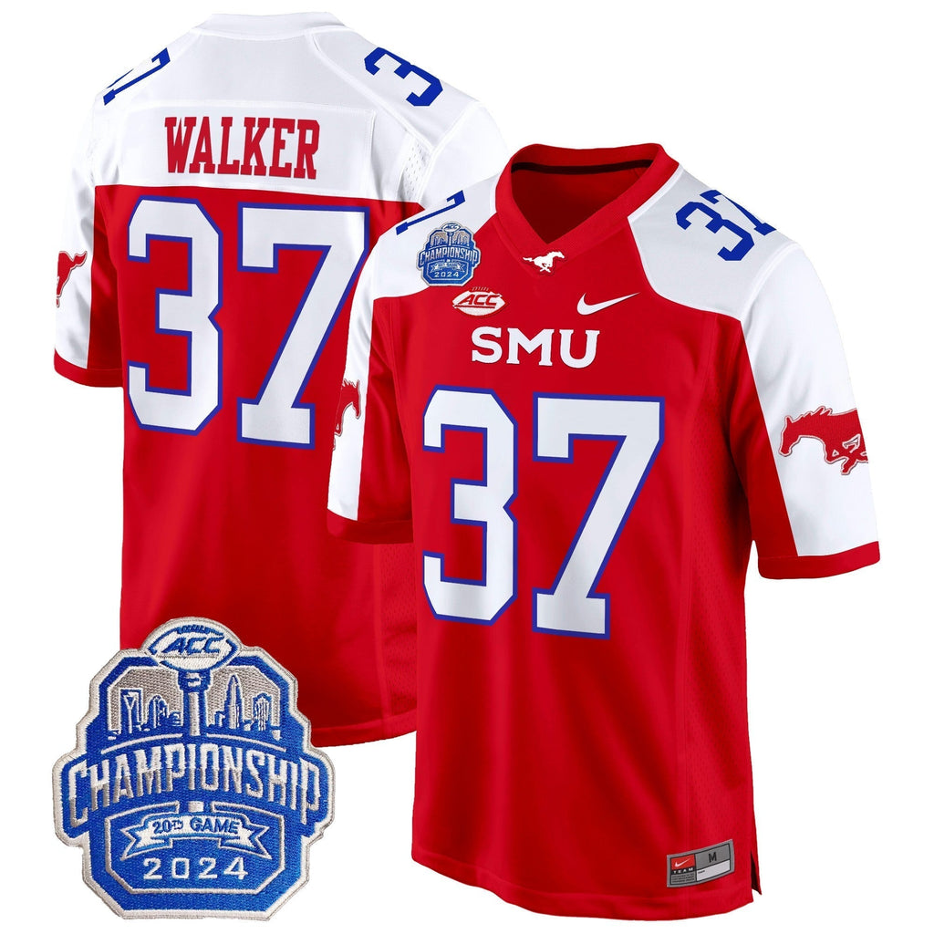 Men SMU Mustangs 2024 ACC Championship Patch Game Jersey - All Stitched