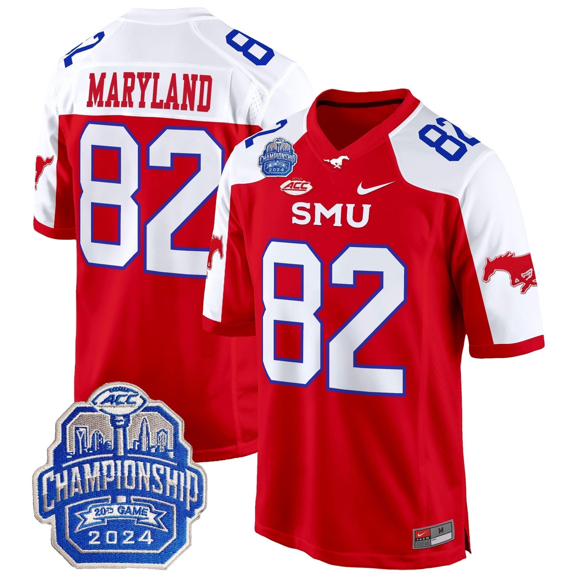 Men SMU Mustangs 2024 ACC Championship Patch Game Jersey - All Stitched