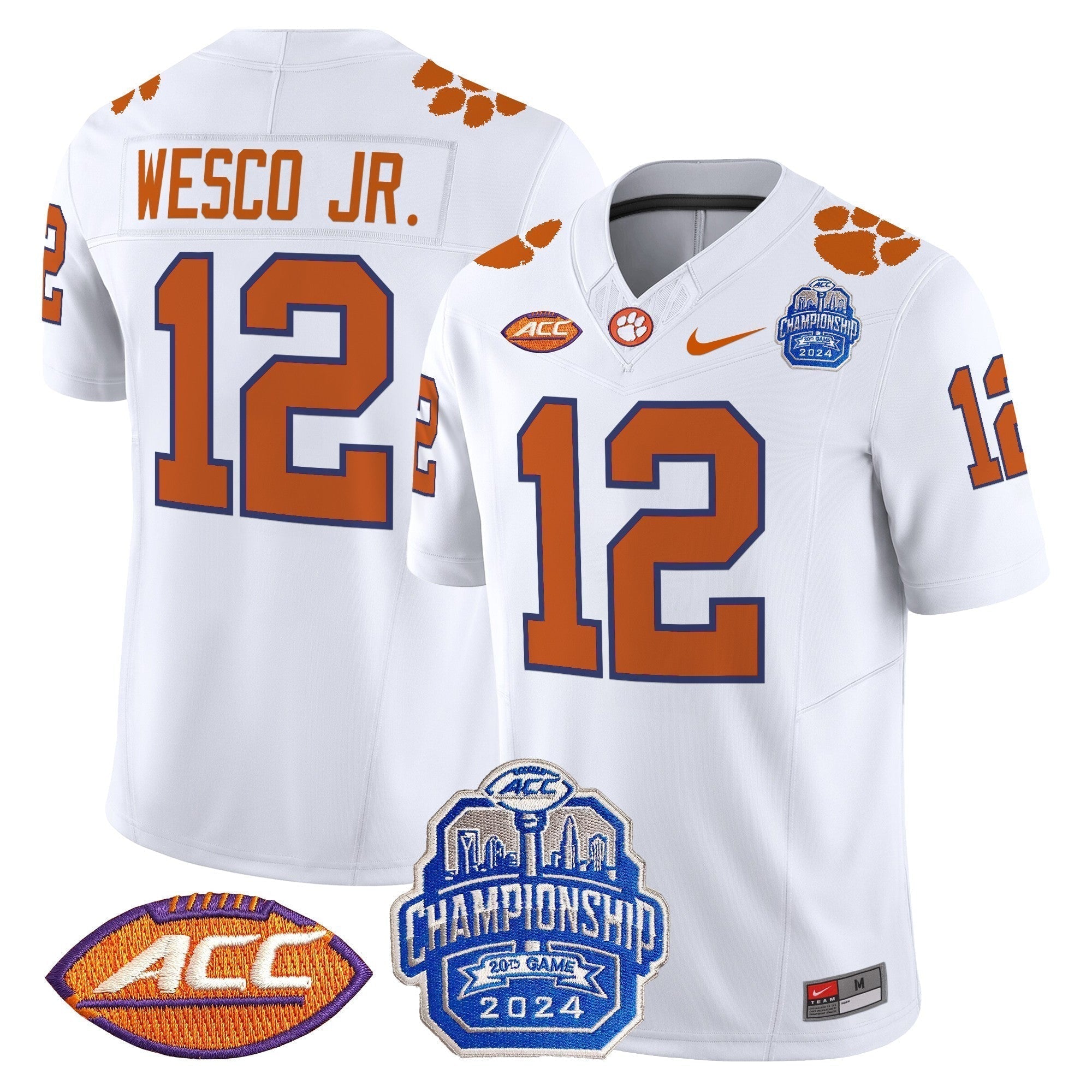 Men Clemson Tigers 2024 ACC Championship Patch Vapor Limited Jersey - All Stitched
