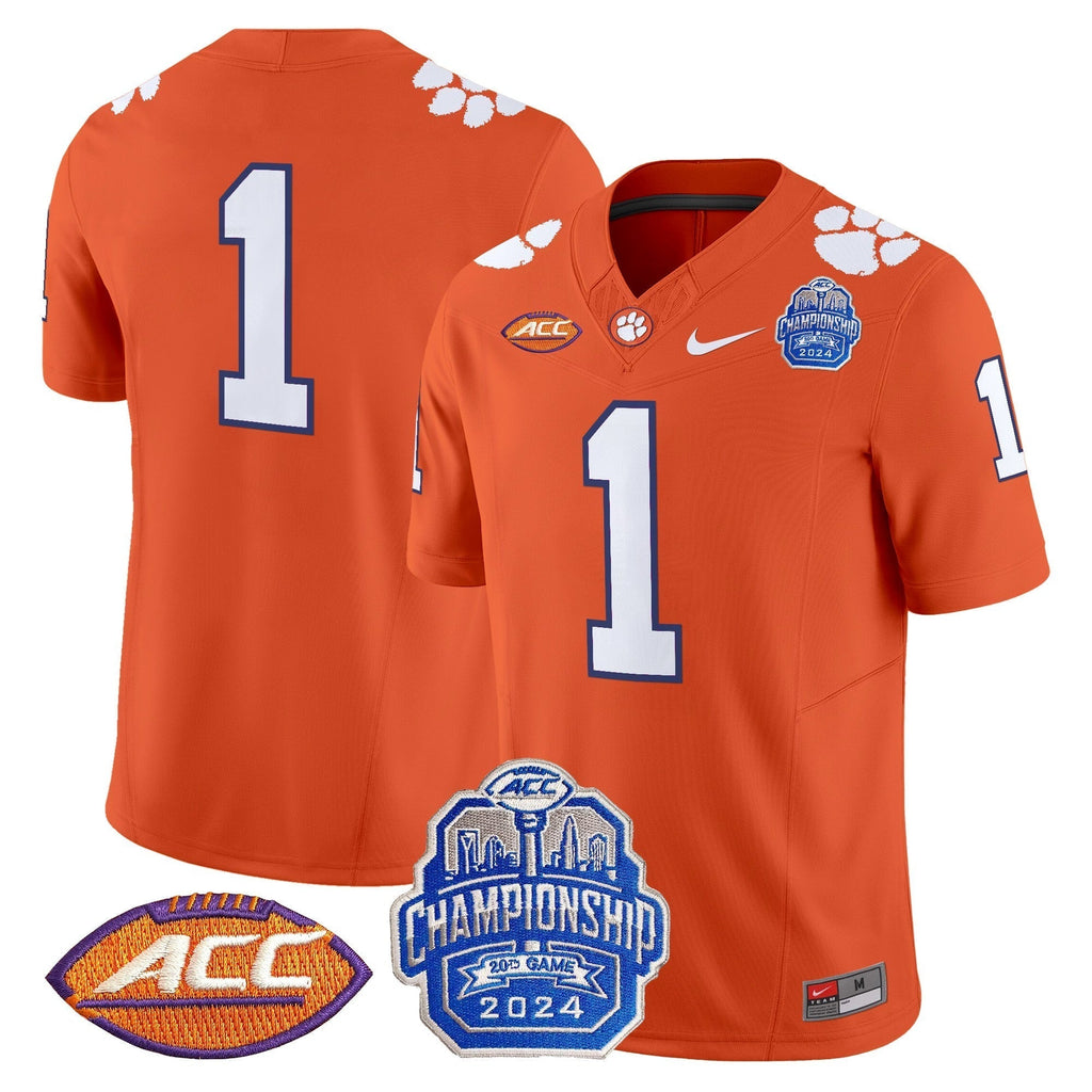 Men Clemson Tigers 2024 ACC Championship Patch Vapor Limited Jersey - All Stitched
