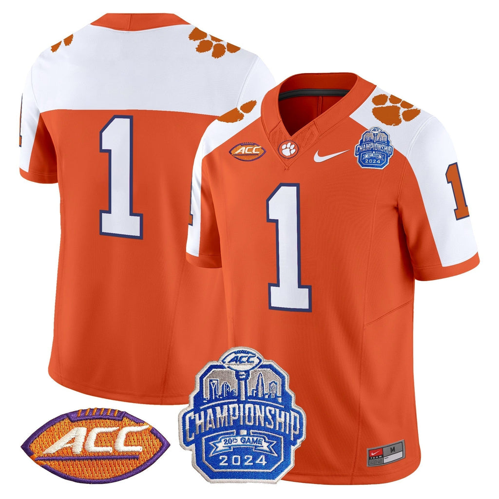 Men Clemson Tigers 2024 ACC Championship Patch Vapor Limited Jersey - All Stitched