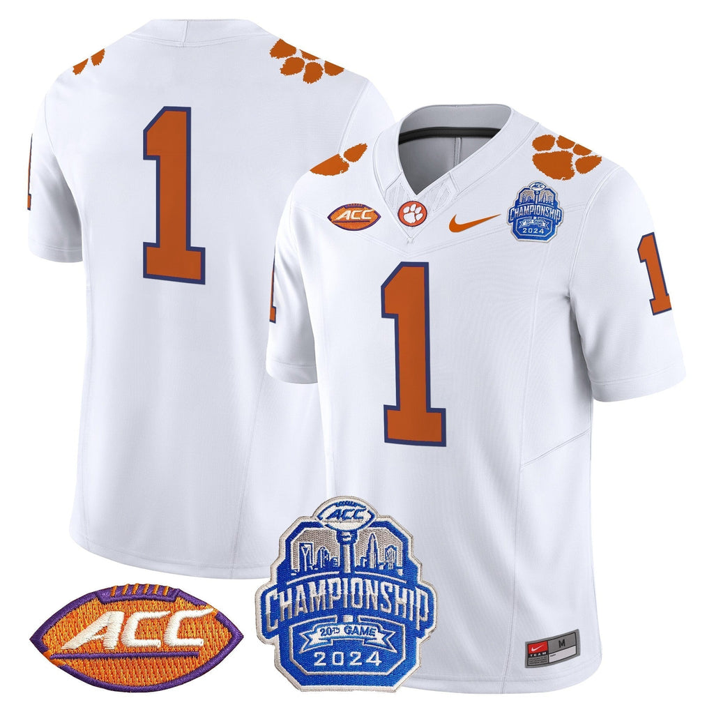 Men Clemson Tigers 2024 ACC Championship Patch Vapor Limited Jersey - All Stitched