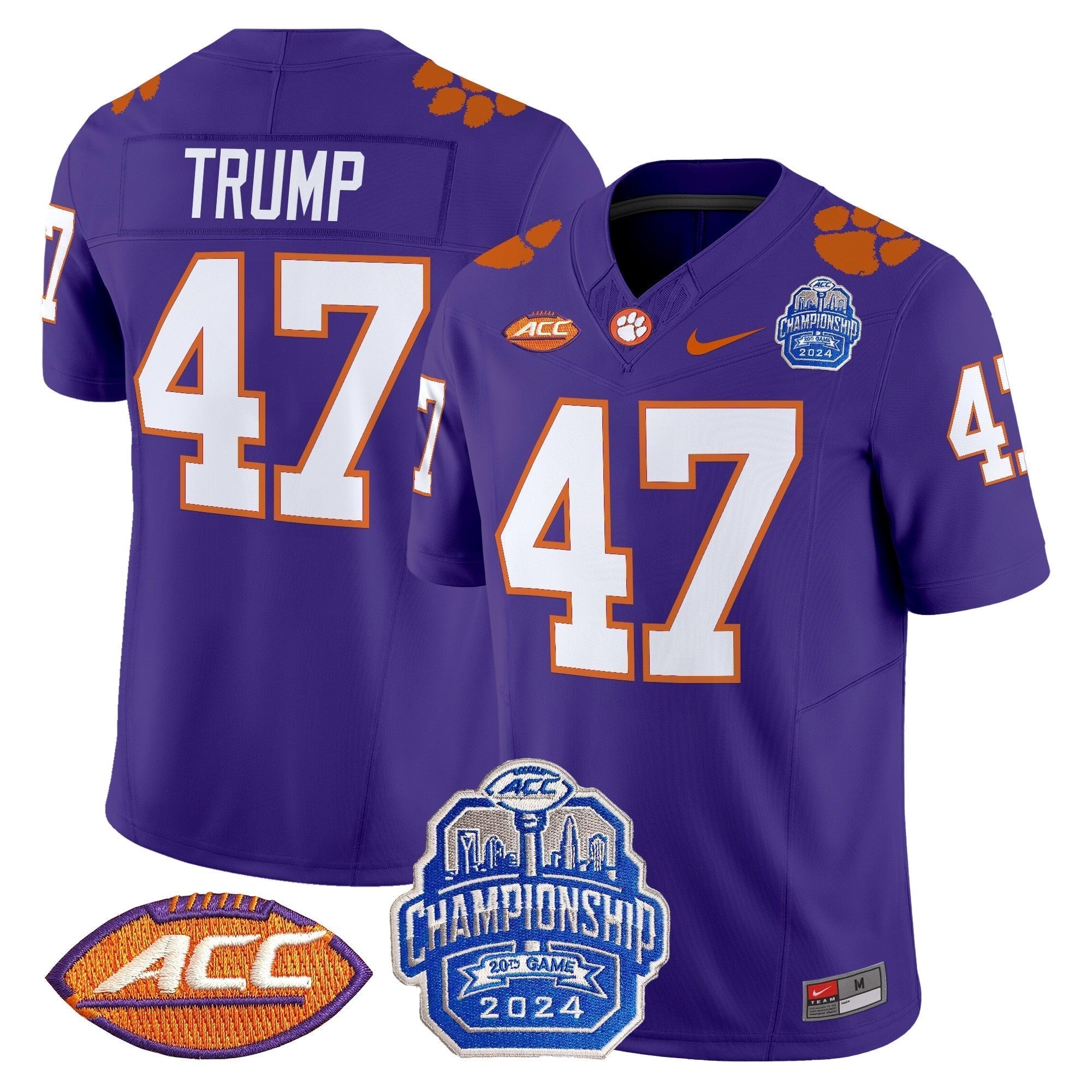 Men Clemson Tigers 2024 ACC Championship Patch Vapor Limited Jersey - All Stitched