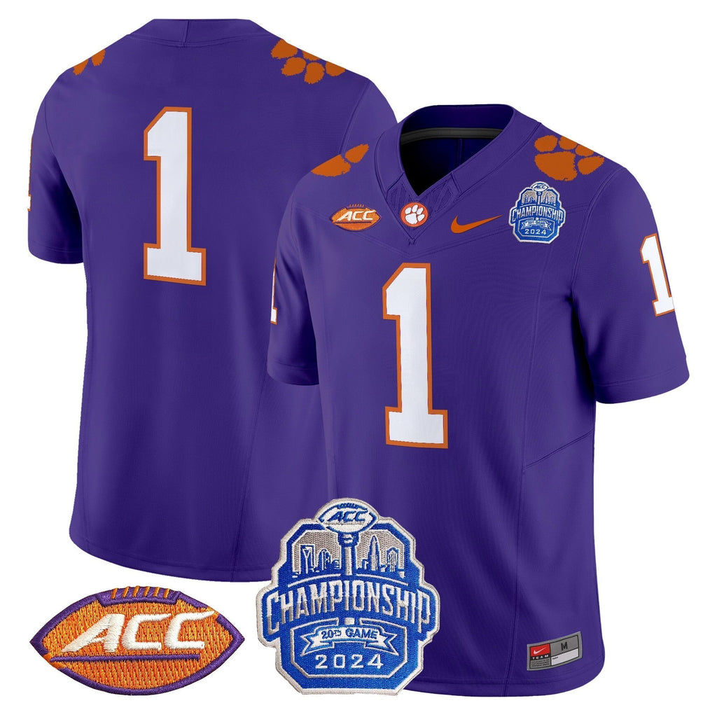 Men Clemson Tigers 2024 ACC Championship Patch Vapor Limited Jersey - All Stitched