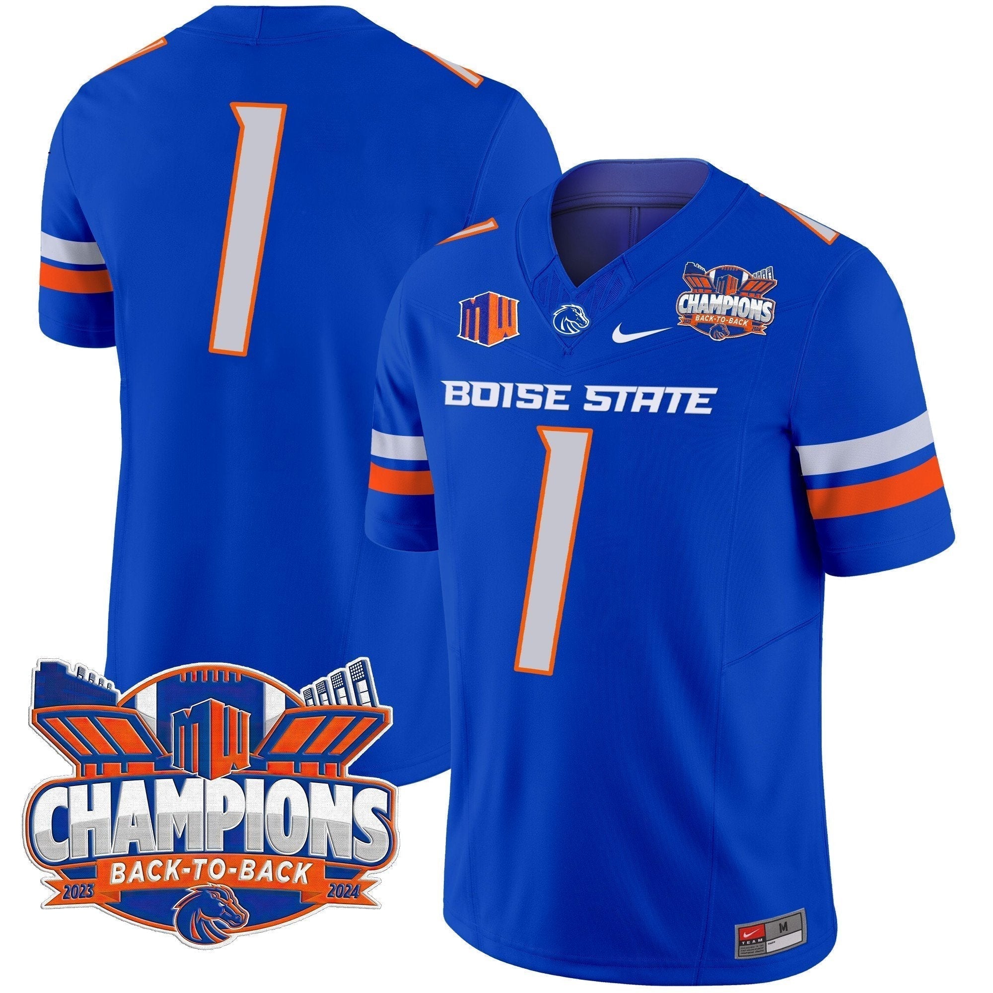 Men Boise State Broncos 2024 Back To Back Champions Vapor Limited Jersey - All Stitched