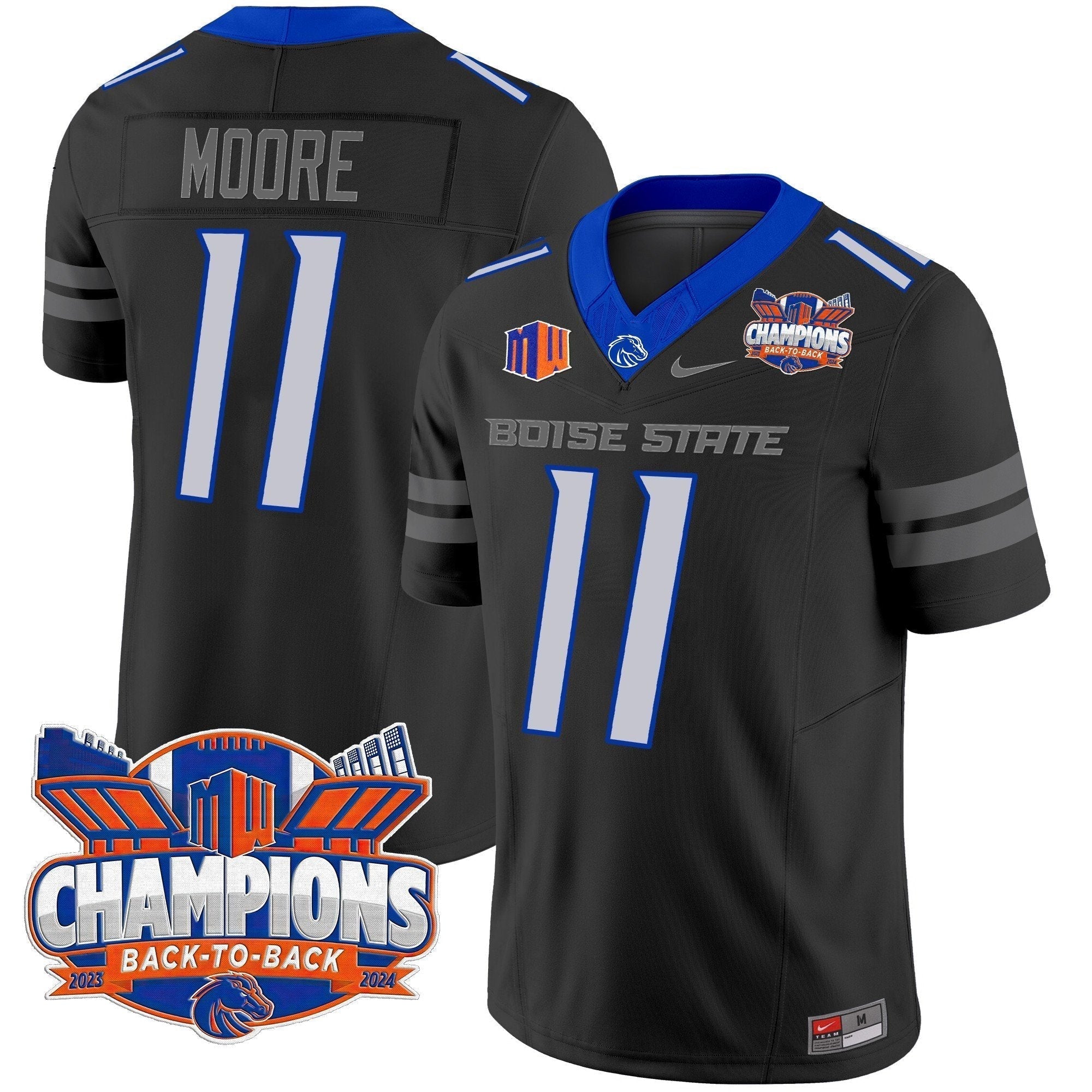 Men Boise State Broncos 2024 Back To Back Champions Vapor Limited Jersey - All Stitched