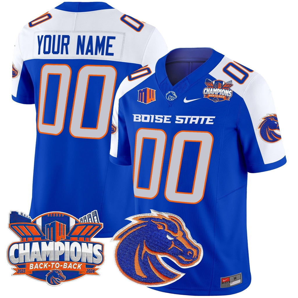 Custom Boise State Broncos 2024 Back To Back Champions Vapor Limited Jersey - All Stitched