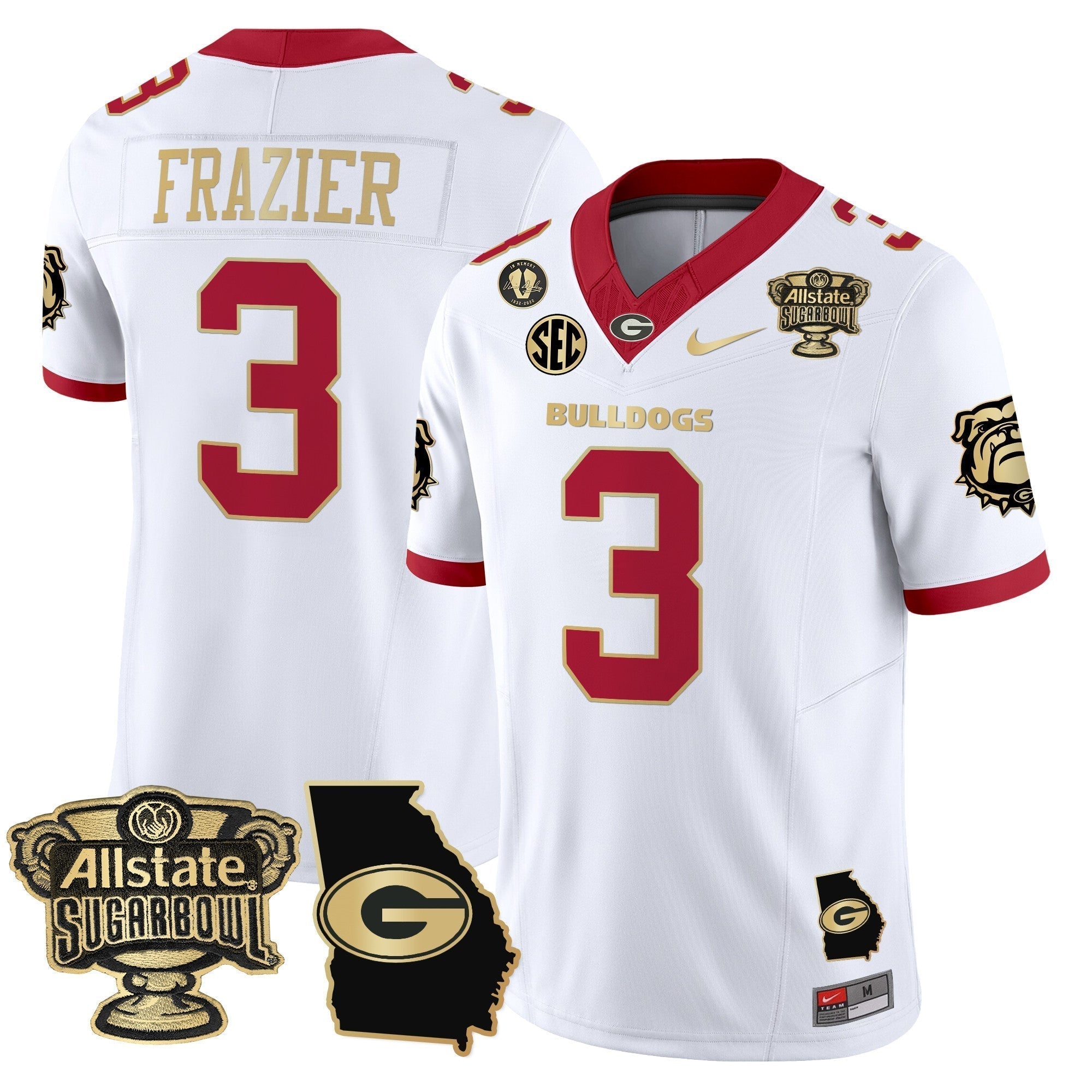 Men Georgia Bulldogs 2025 Sugar Bowl & Georgia Map Patch Vapor Limited Jersey - All Stitched