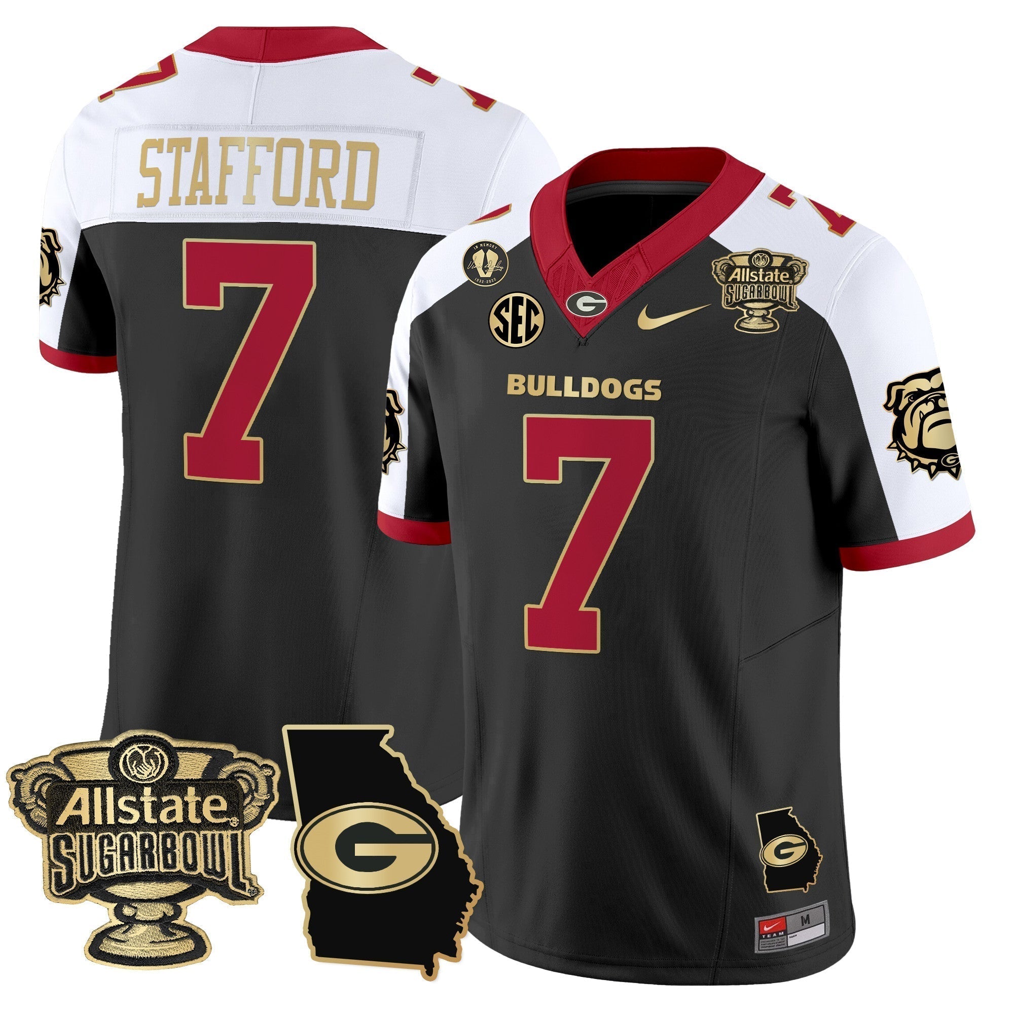 Men Georgia Bulldogs 2025 Sugar Bowl & Georgia Map Patch Vapor Limited Jersey - All Stitched
