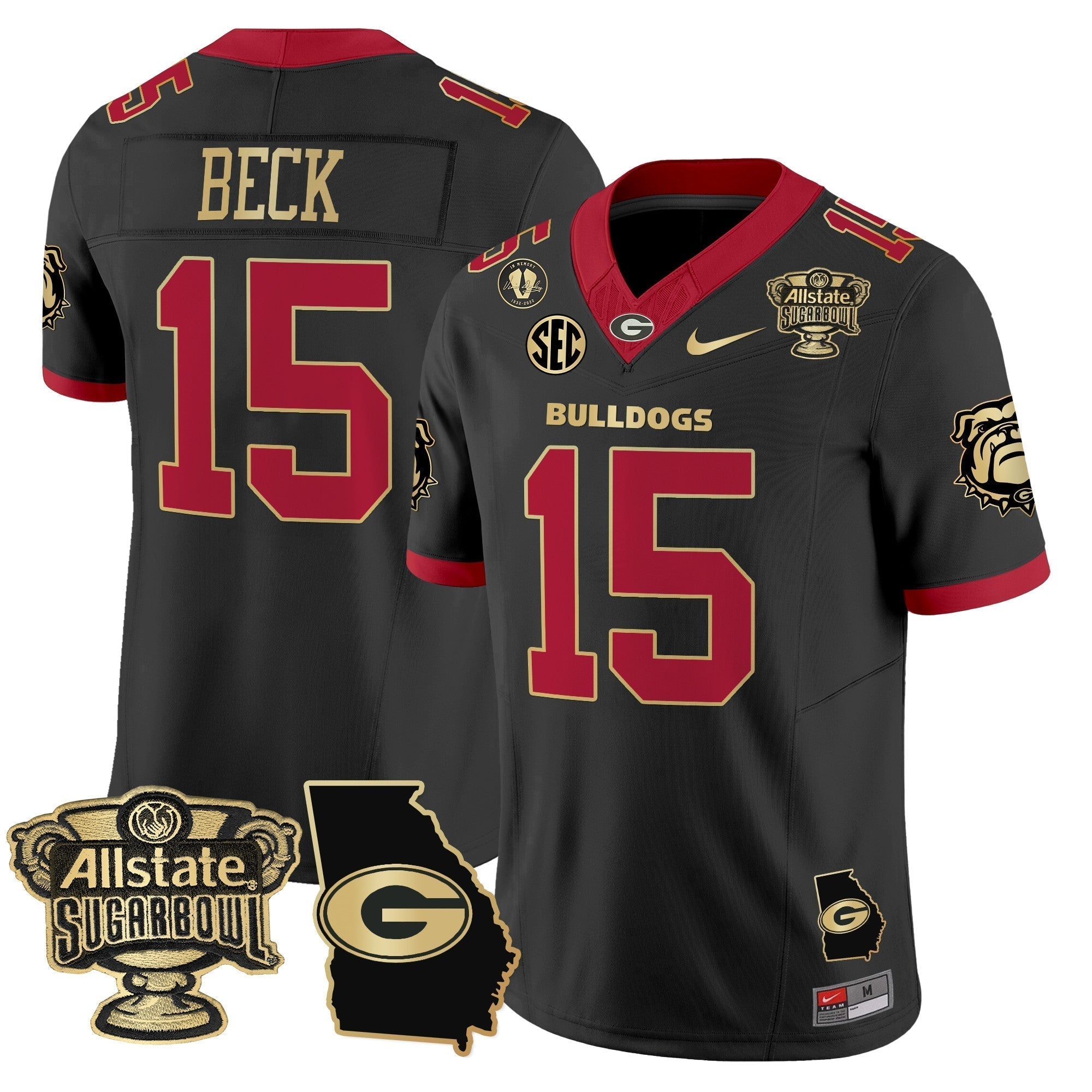 Men Georgia Bulldogs 2025 Sugar Bowl & Georgia Map Patch Vapor Limited Jersey - All Stitched
