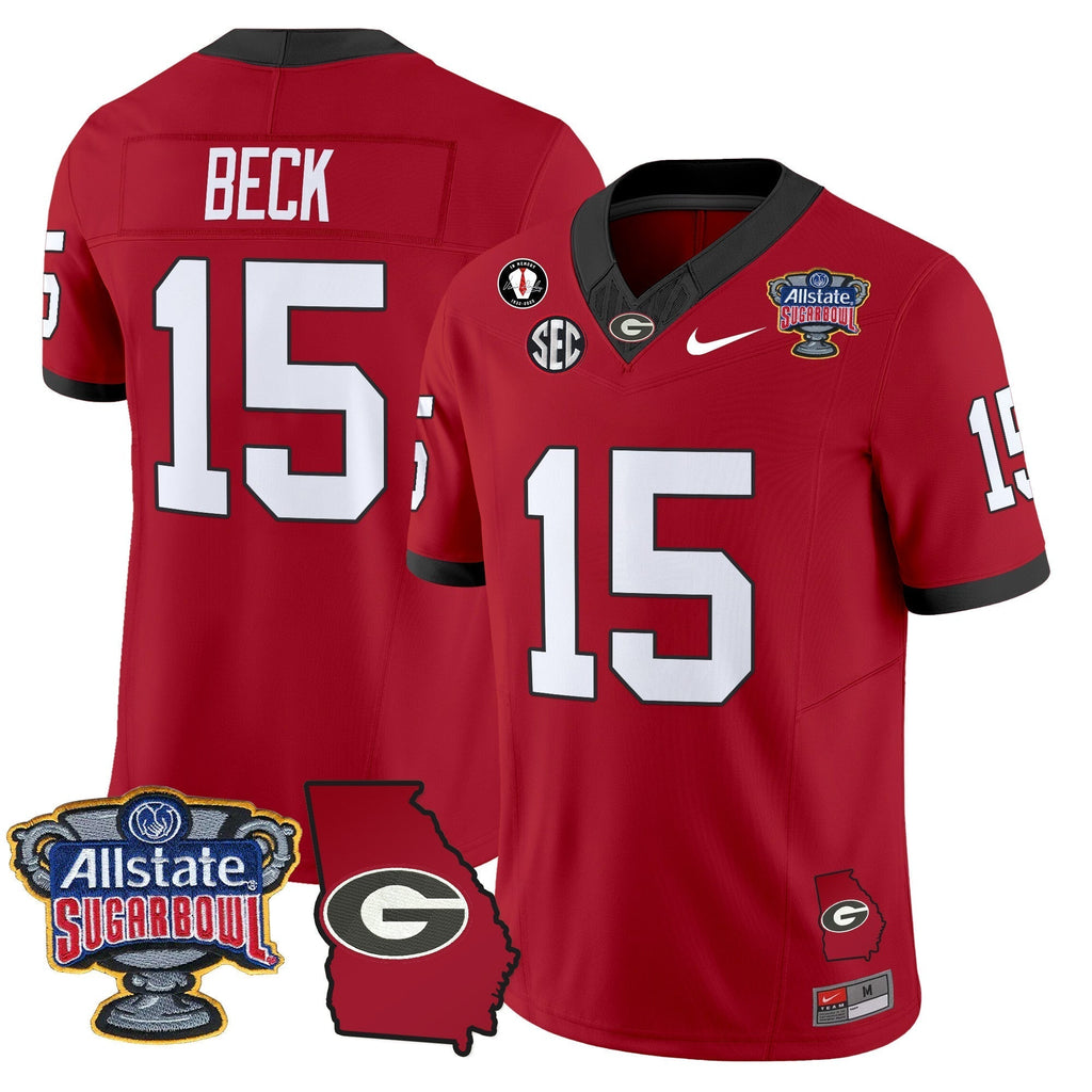 Men Georgia Bulldogs 2025 Sugar Bowl & Georgia Map Patch Vapor Limited Jersey - All Stitched