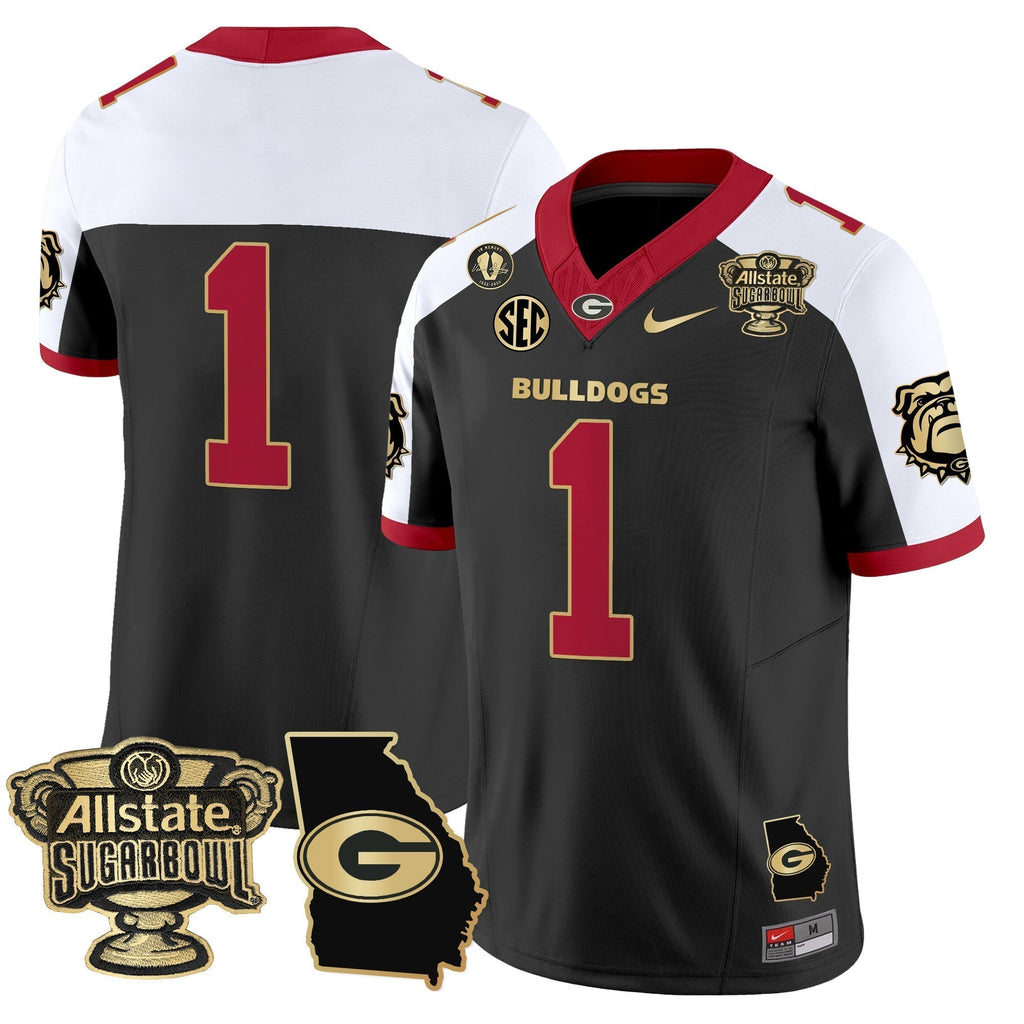 Men Georgia Bulldogs 2025 Sugar Bowl & Georgia Map Patch Vapor Limited Jersey - All Stitched