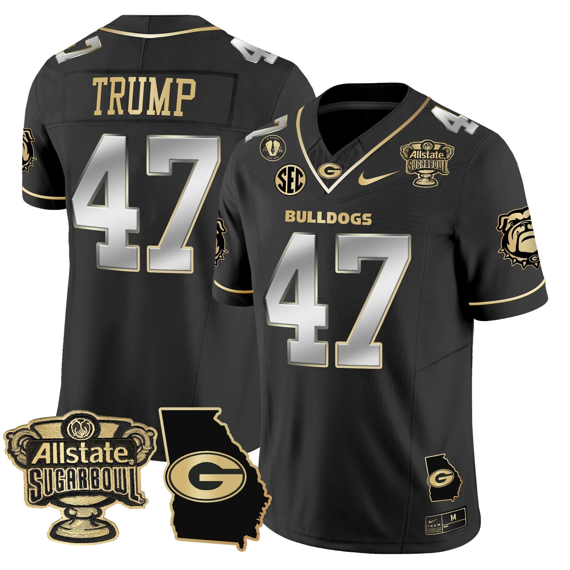 Men Georgia Bulldogs 2025 Sugar Bowl & Georgia Map Patch Vapor Limited Jersey - All Stitched