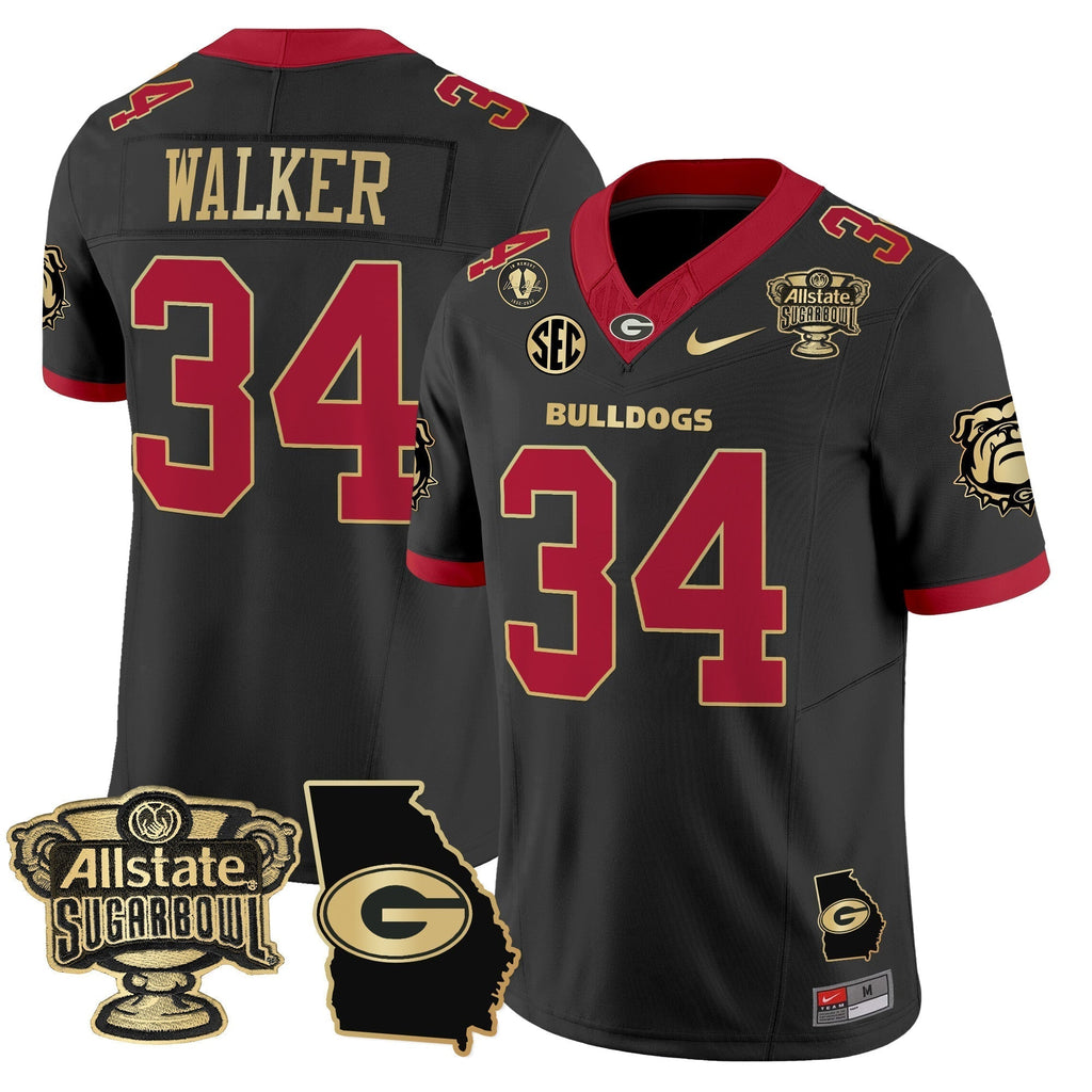 Men Georgia Bulldogs 2025 Sugar Bowl & Georgia Map Patch Vapor Limited Jersey - All Stitched
