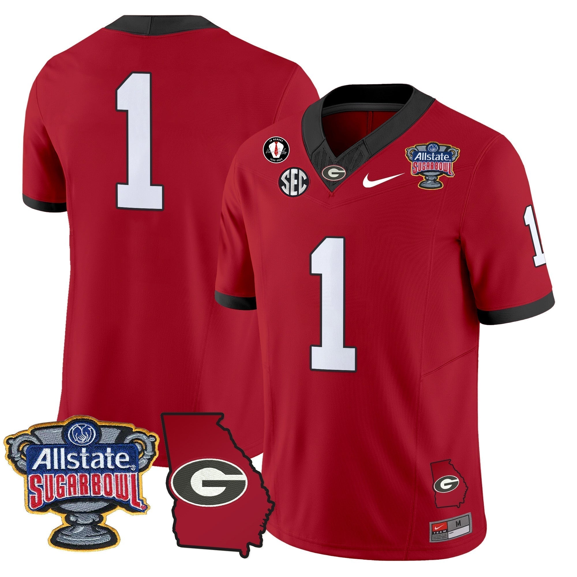 Men Georgia Bulldogs 2025 Sugar Bowl & Georgia Map Patch Vapor Limited Jersey - All Stitched