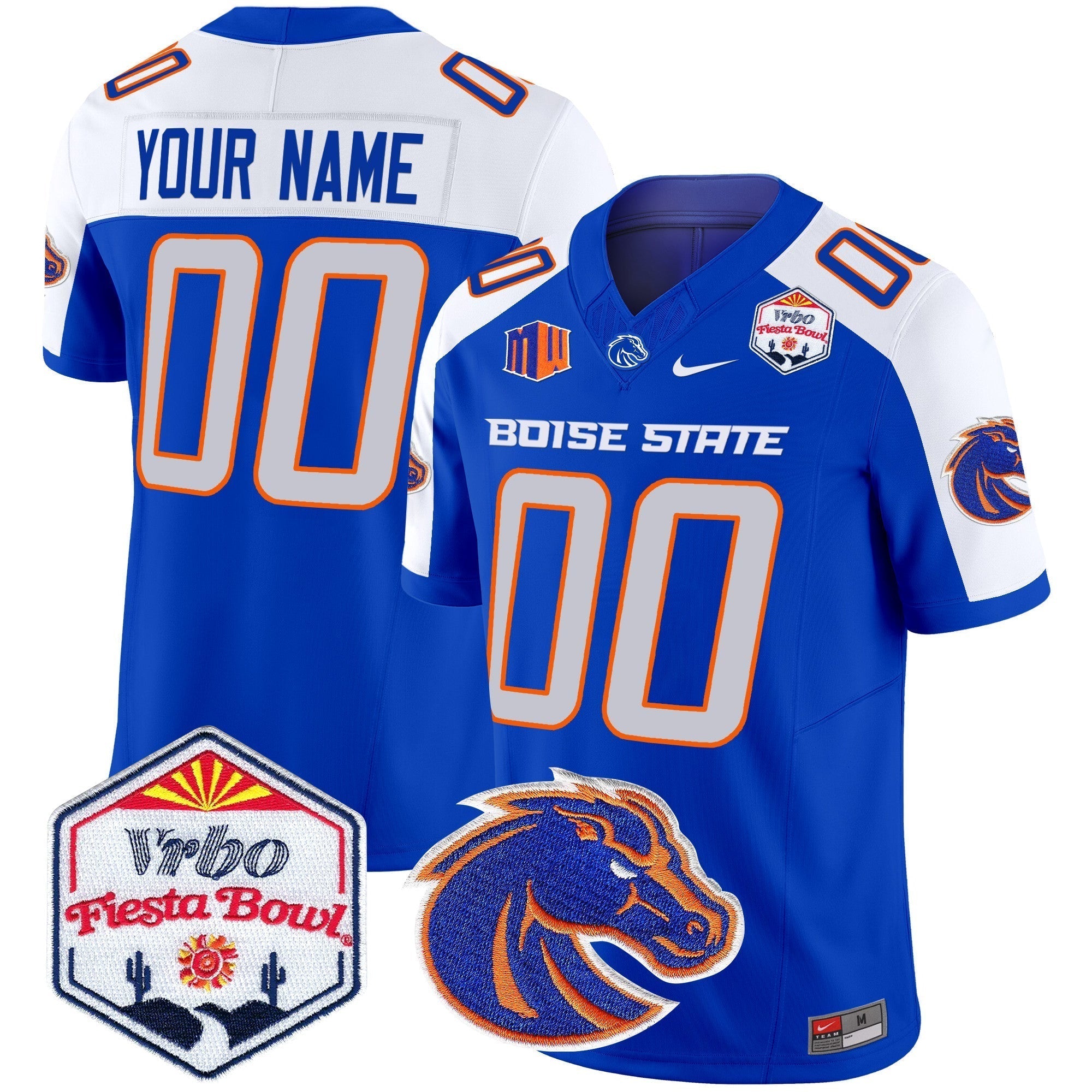 Custom Boise State Broncos 2024 The Fiesta Bowl Patch Vapor Limited Jersey - All Stitched