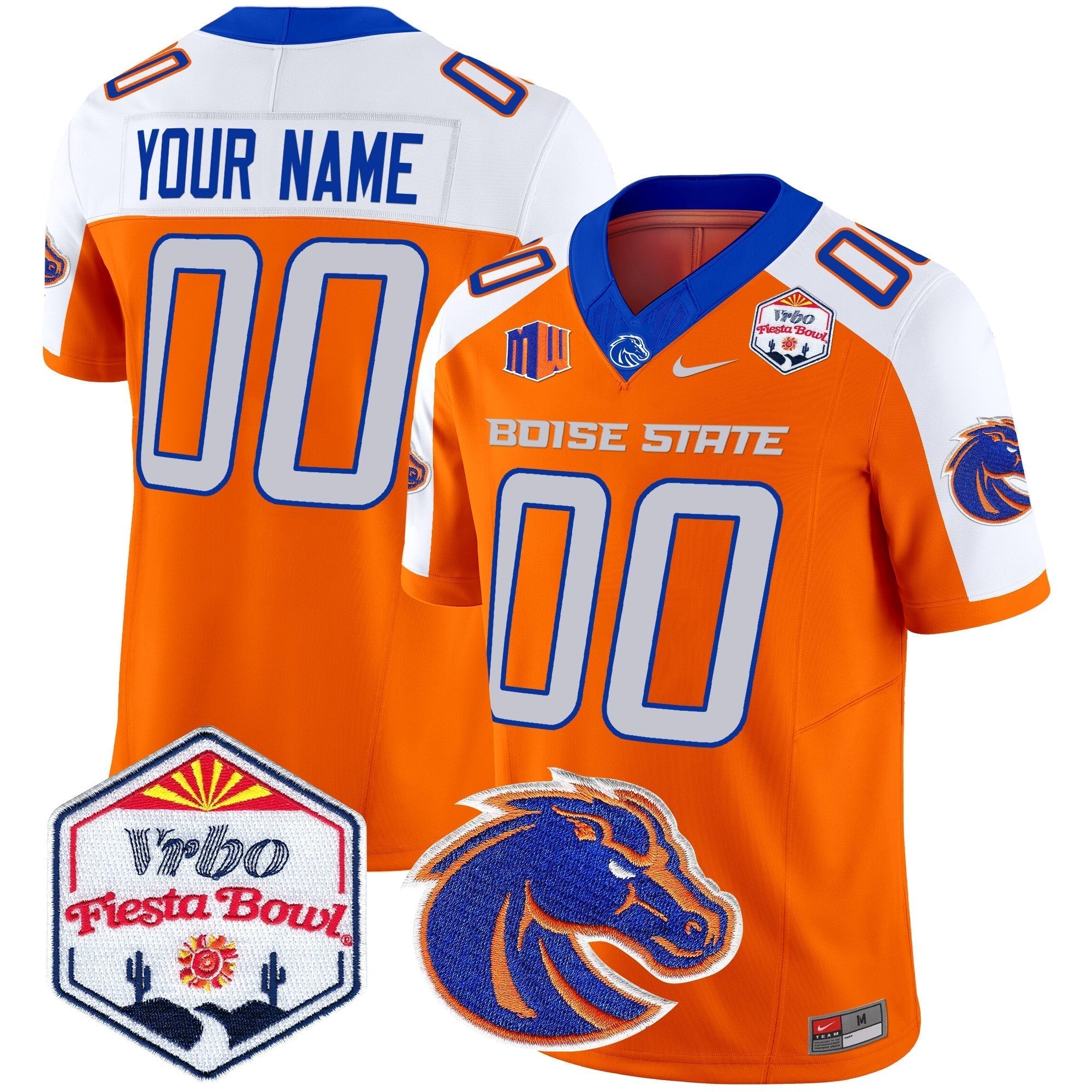 Custom Boise State Broncos 2024 The Fiesta Bowl Patch Vapor Limited Jersey - All Stitched
