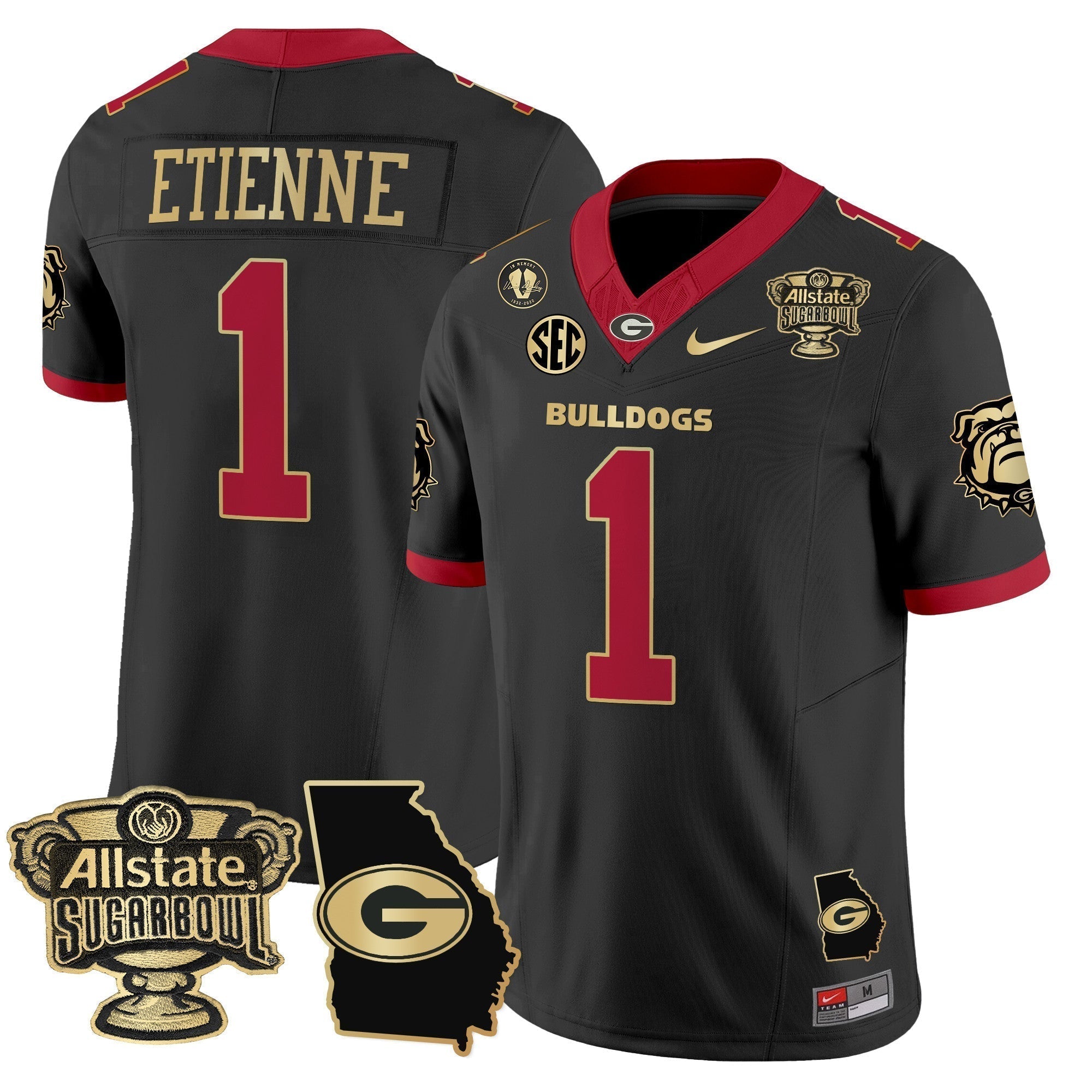 Men Georgia Bulldogs 2025 Sugar Bowl & Georgia Map Patch Vapor Limited Jersey - All Stitched