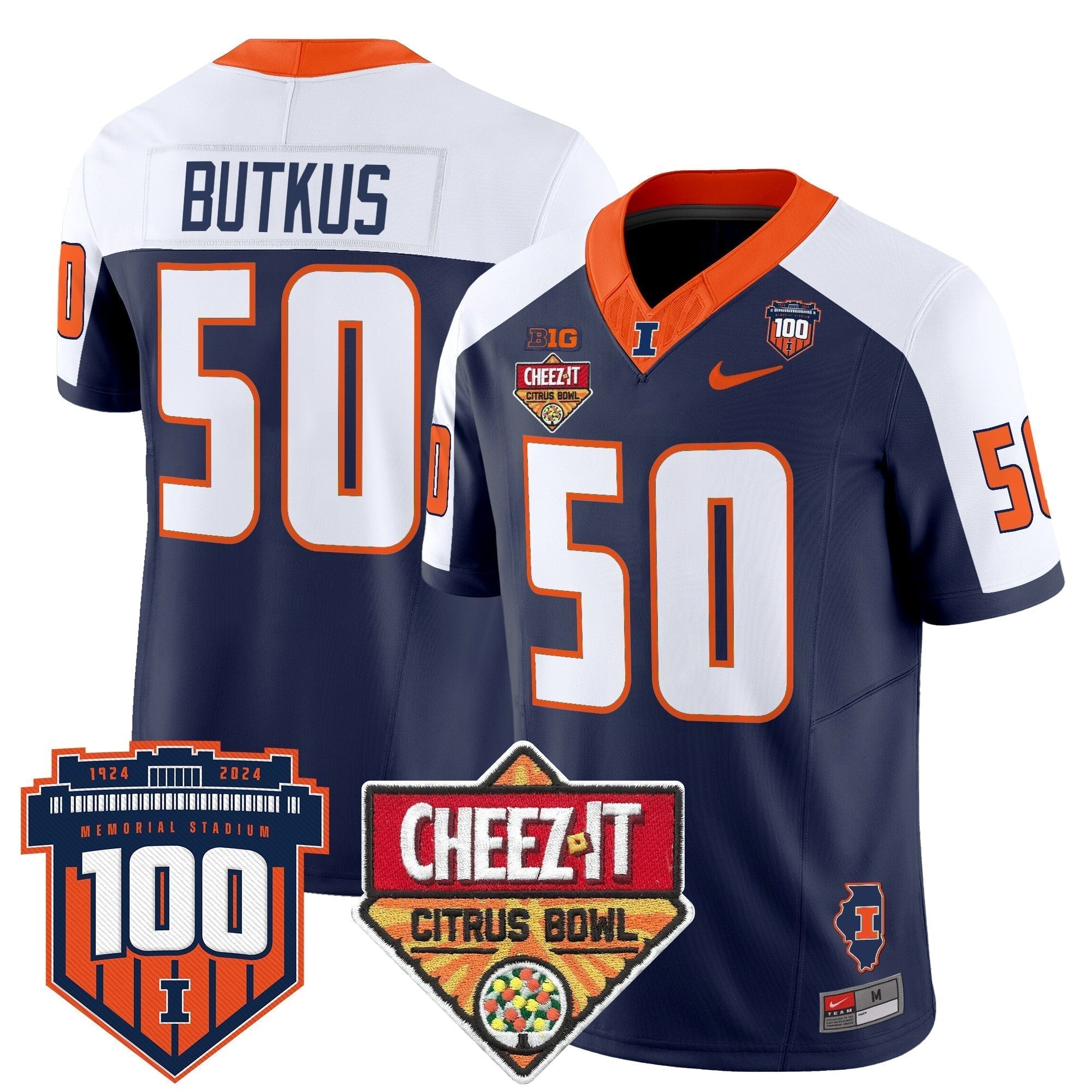 Men Illinois Fighting Illini 2025 Cheez-It Citrus Bowl Patch Vapor Limited Jersey - All Stitched