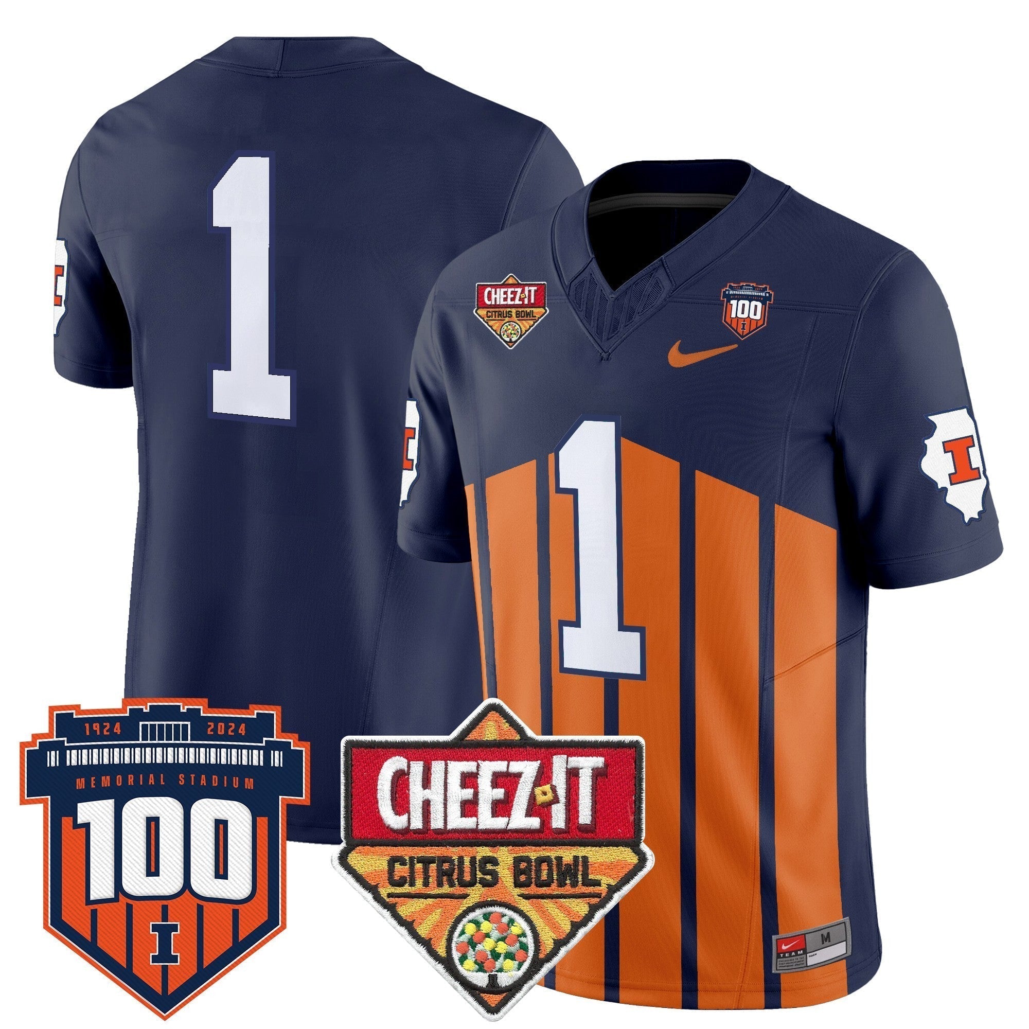 Men Illinois Fighting Illini 2025 Cheez-It Citrus Bowl Patch Vapor Limited Jersey - All Stitched