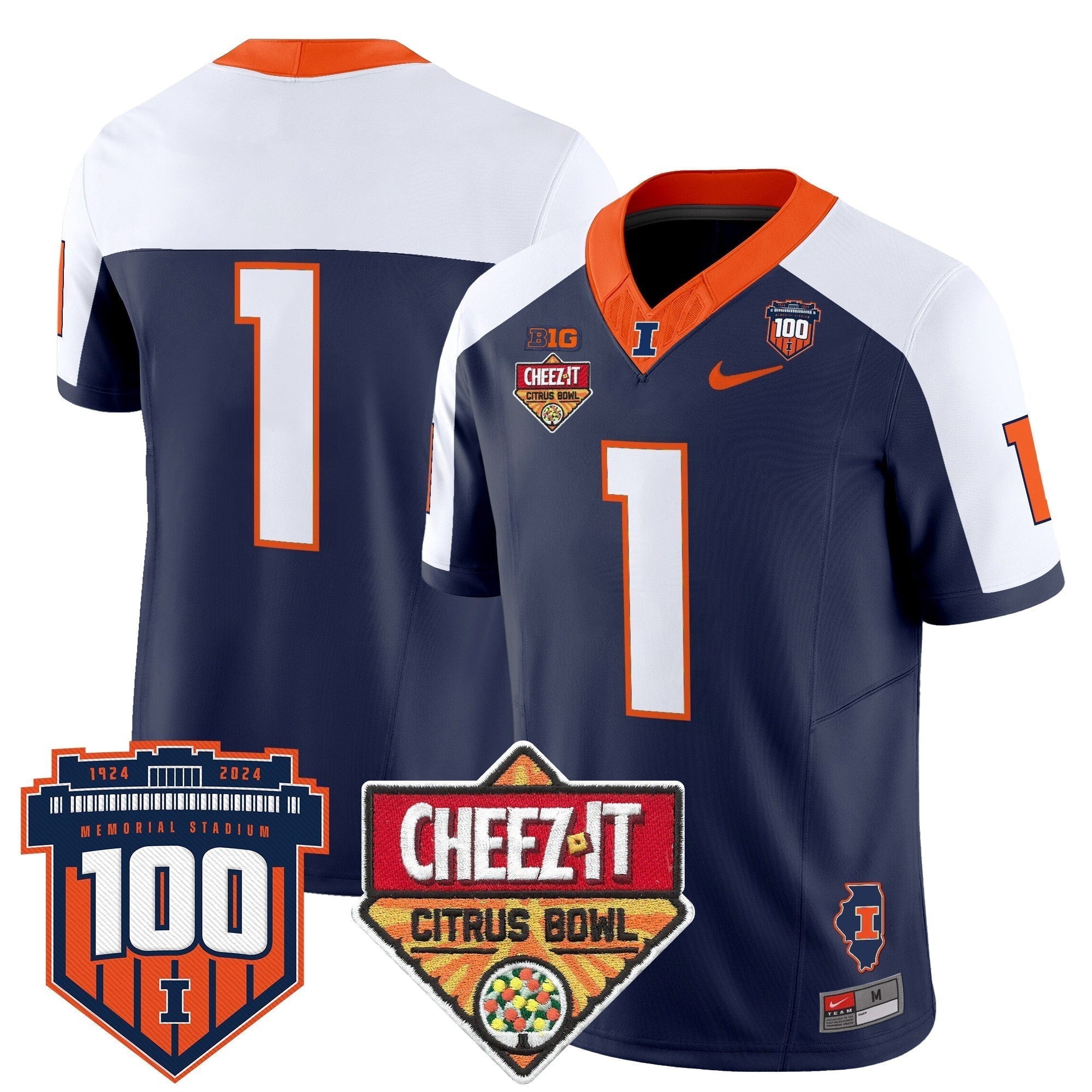 Men Illinois Fighting Illini 2025 Cheez-It Citrus Bowl Patch Vapor Limited Jersey - All Stitched