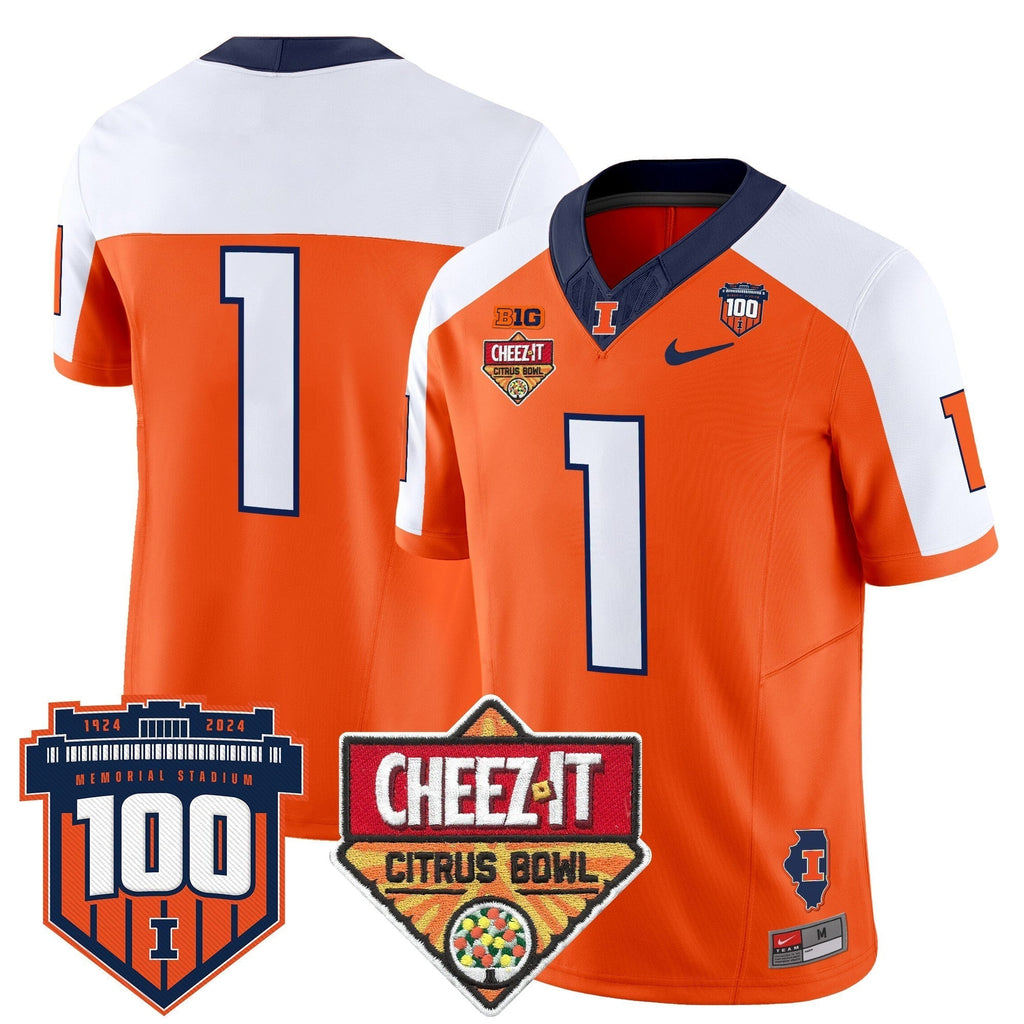 Men Illinois Fighting Illini 2025 Cheez-It Citrus Bowl Patch Vapor Limited Jersey - All Stitched