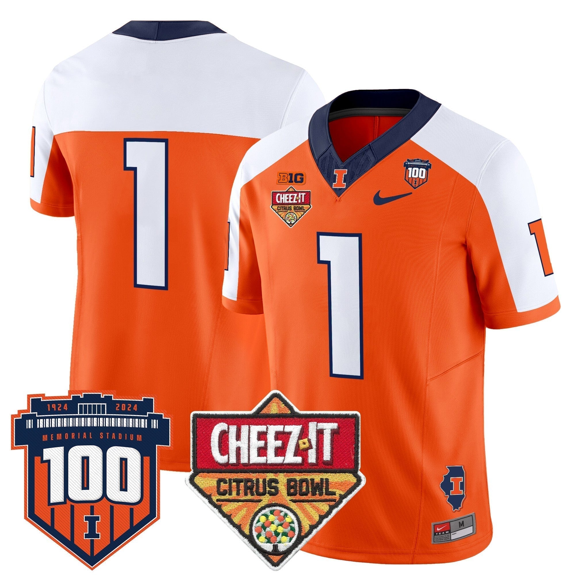 Men Illinois Fighting Illini 2025 Cheez-It Citrus Bowl Patch Vapor Limited Jersey - All Stitched