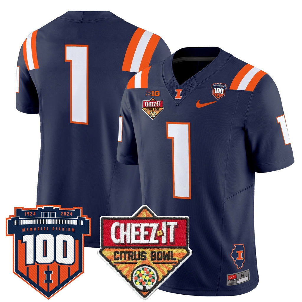 Men Illinois Fighting Illini 2025 Cheez-It Citrus Bowl Patch Vapor Limited Jersey - All Stitched